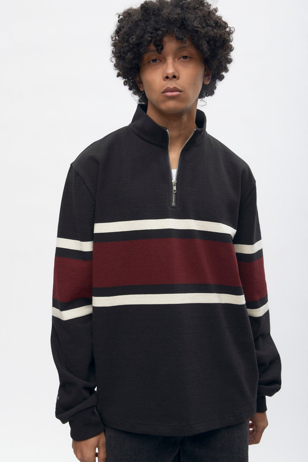 Men's Barbarian Zip Rugby in Black/Ivory/Harvard