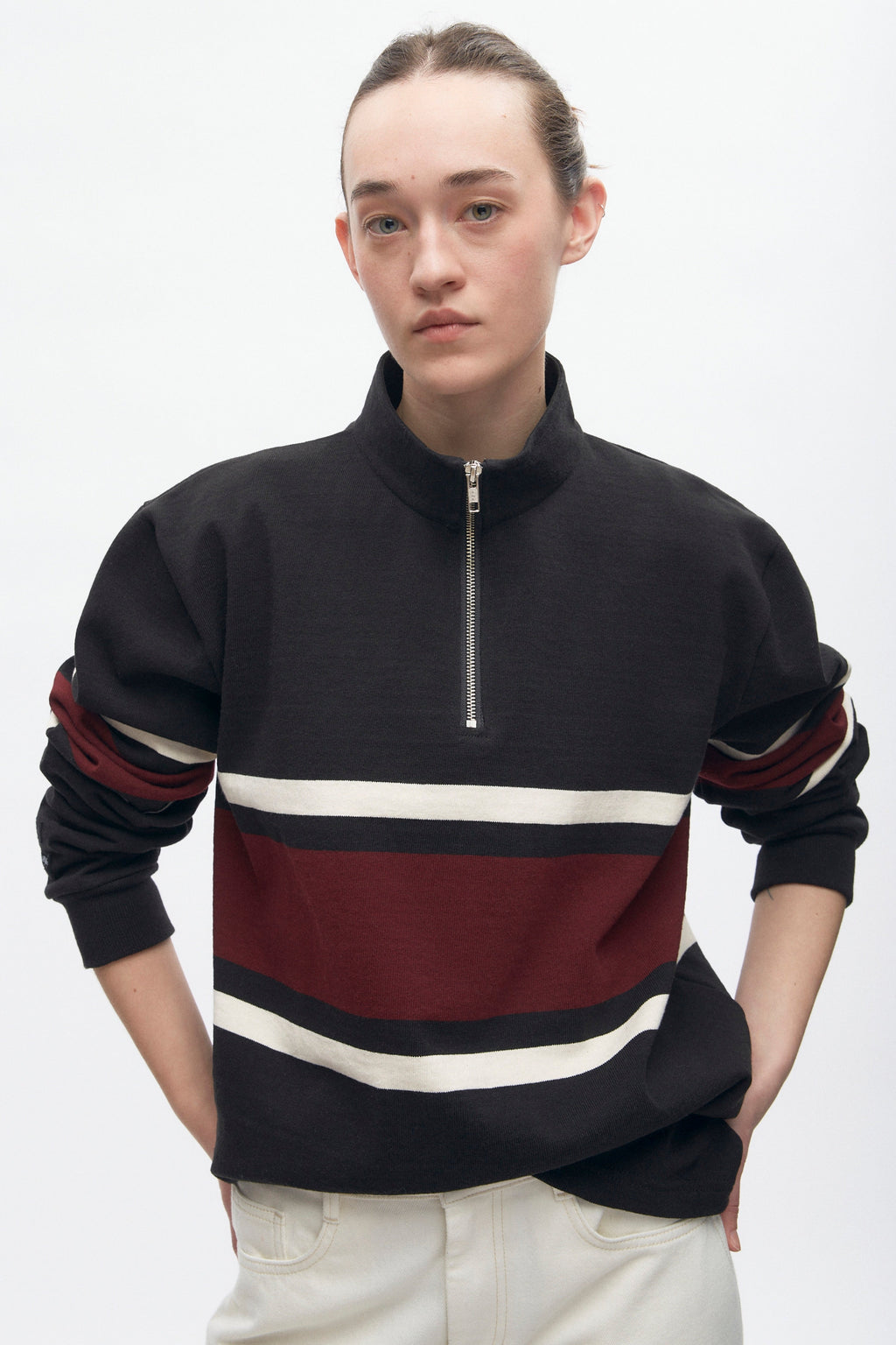 Men's Barbarian Zip Rugby in Black/Ivory/Harvard