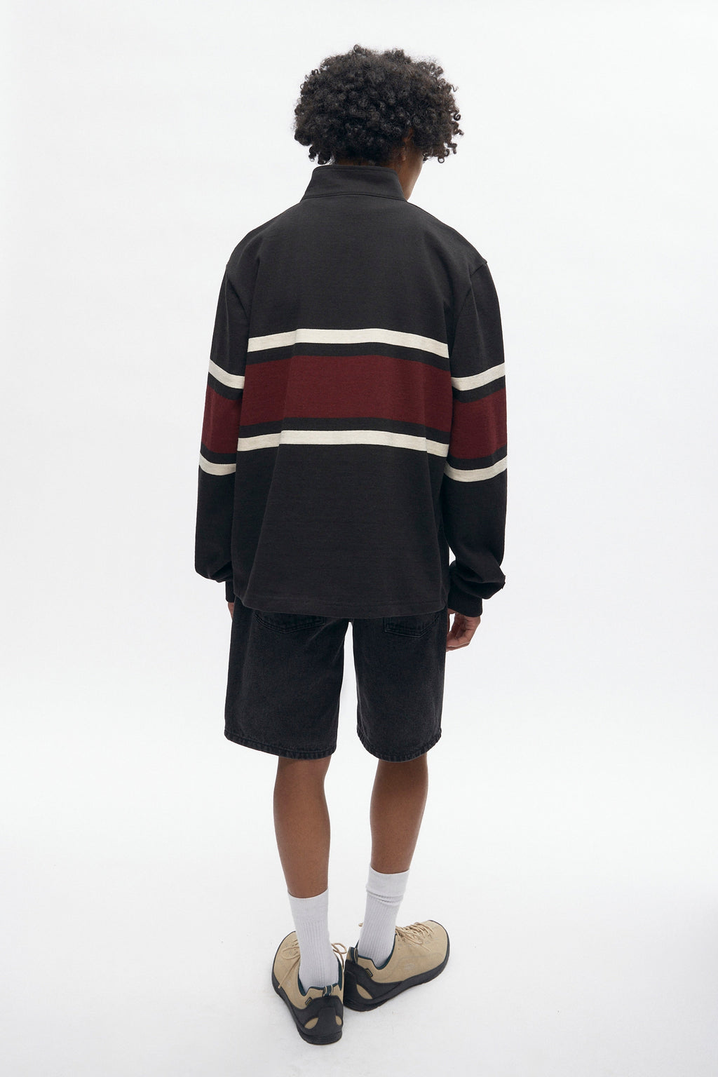 Men's Barbarian Zip Rugby in Black/Ivory/Harvard