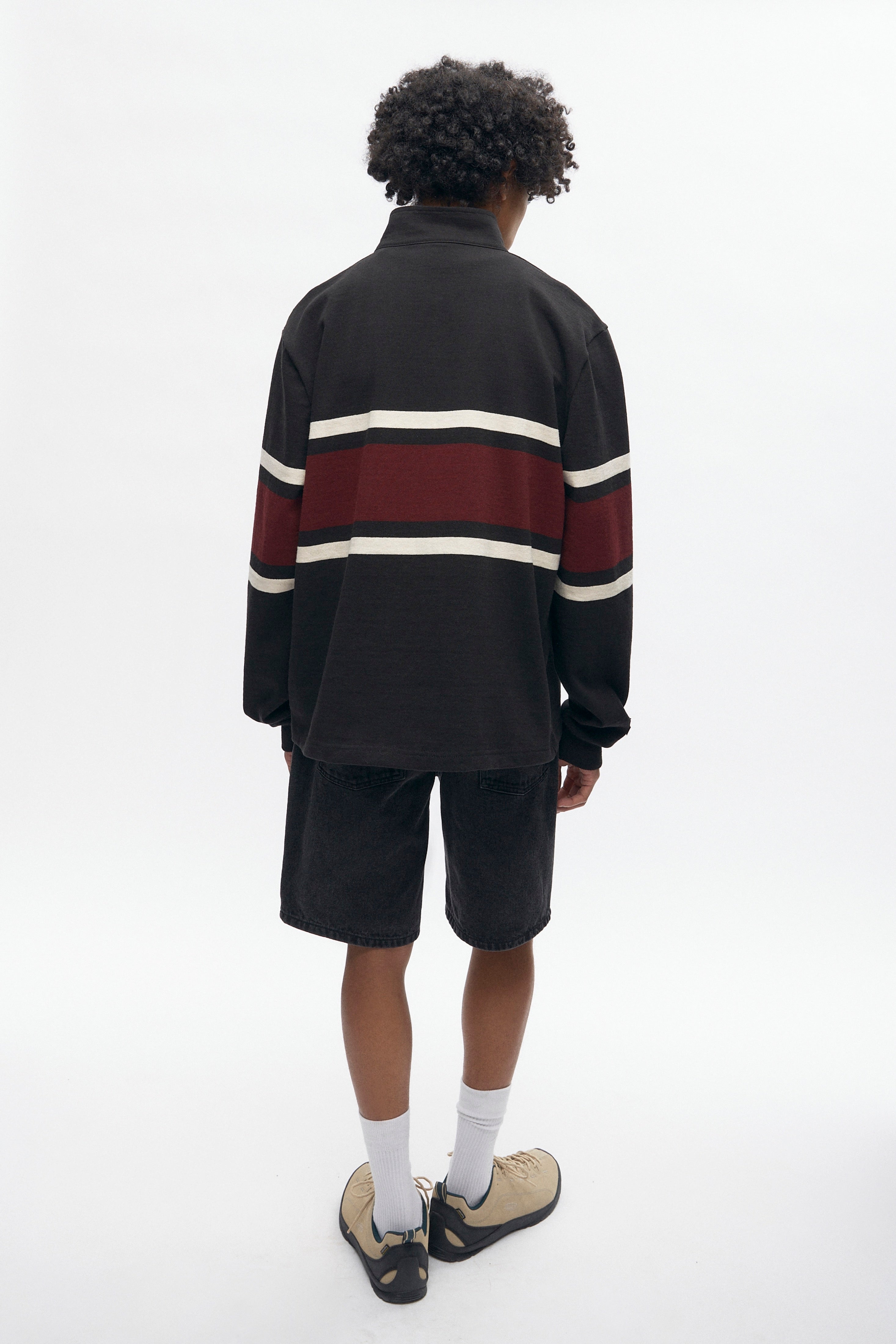 Men's Barbarian Zip Rugby in Black/Ivory/Harvard