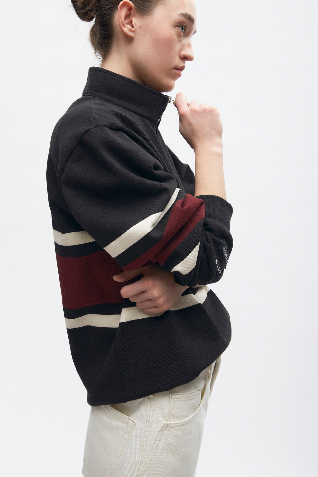 Men's Barbarian Zip Rugby in Black/Ivory/Harvard