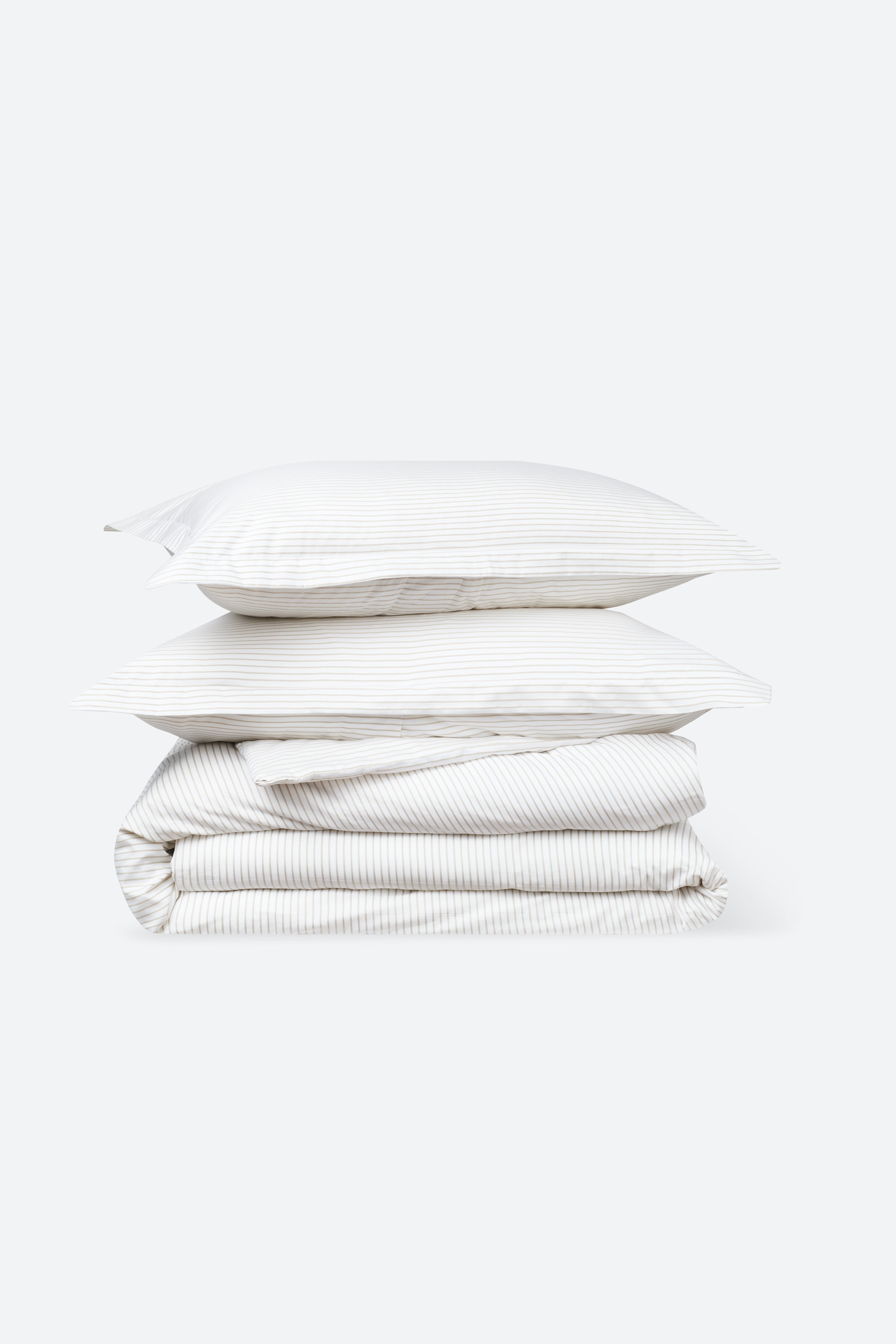 Duvet Cover and Sham Set in Cashmere/White Microstripe