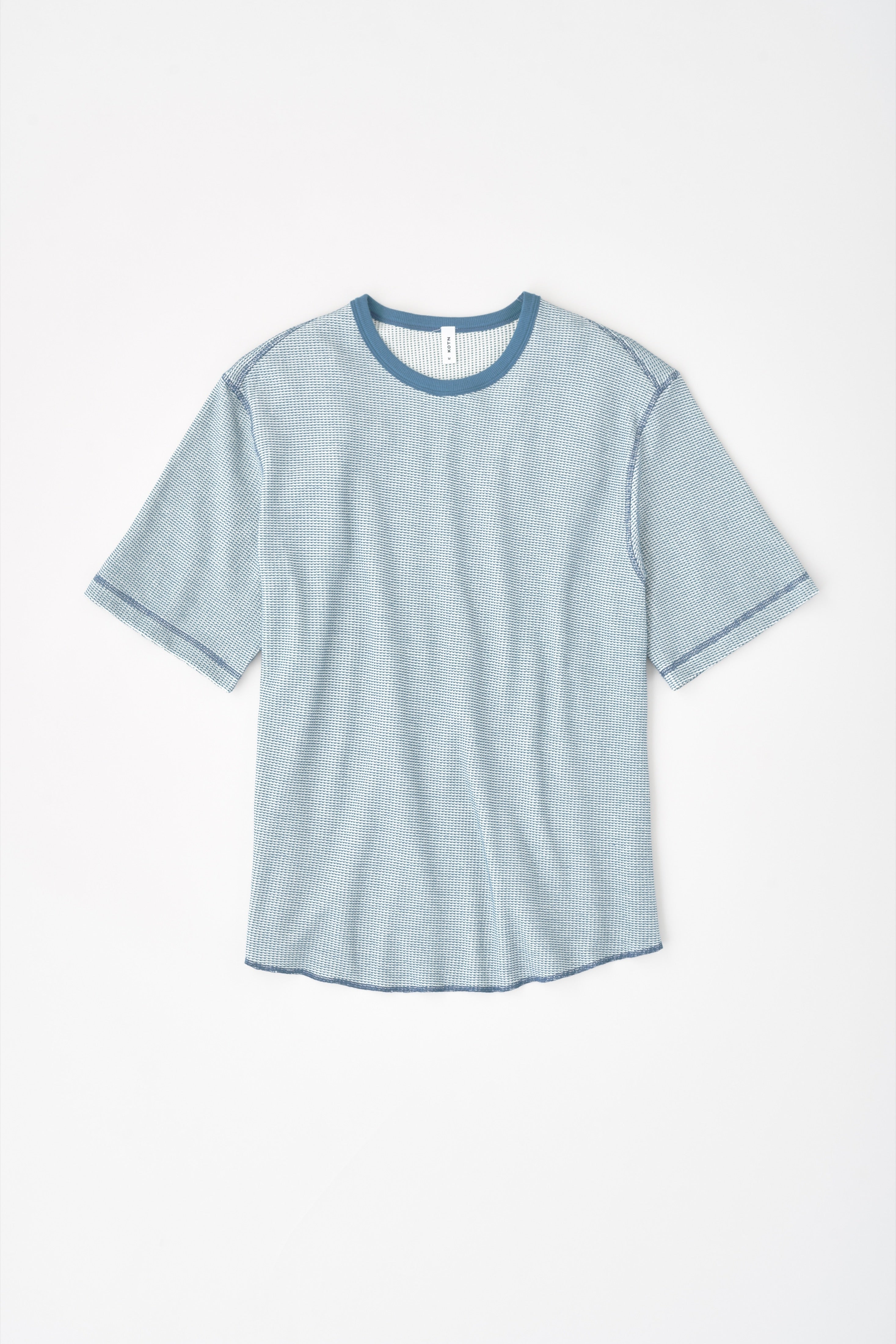 Men's Atlas 2-Tone Waffle Crew in Marshmallow/Marine Blue