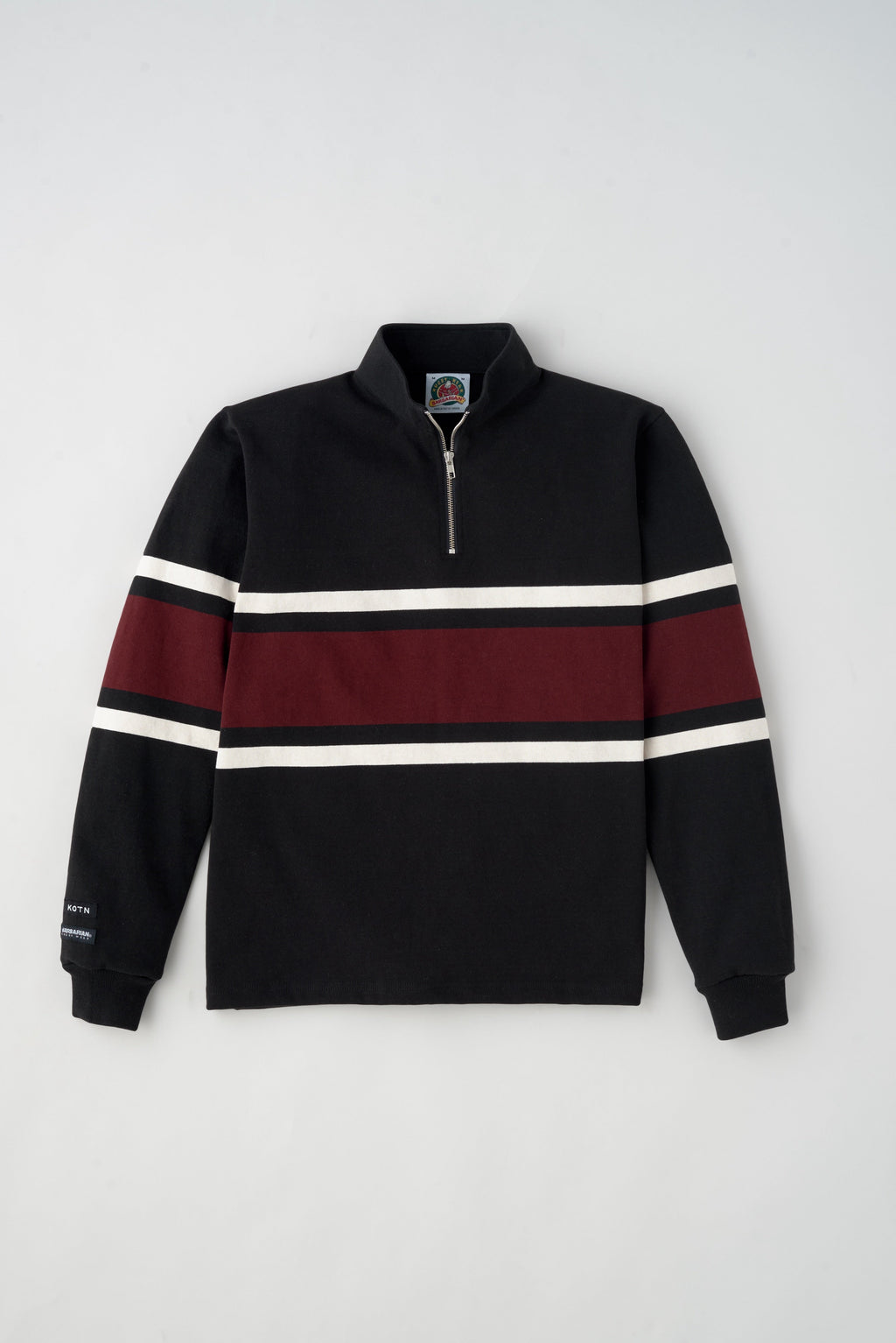 Men's Barbarian Zip Rugby in Black/Ivory/Harvard