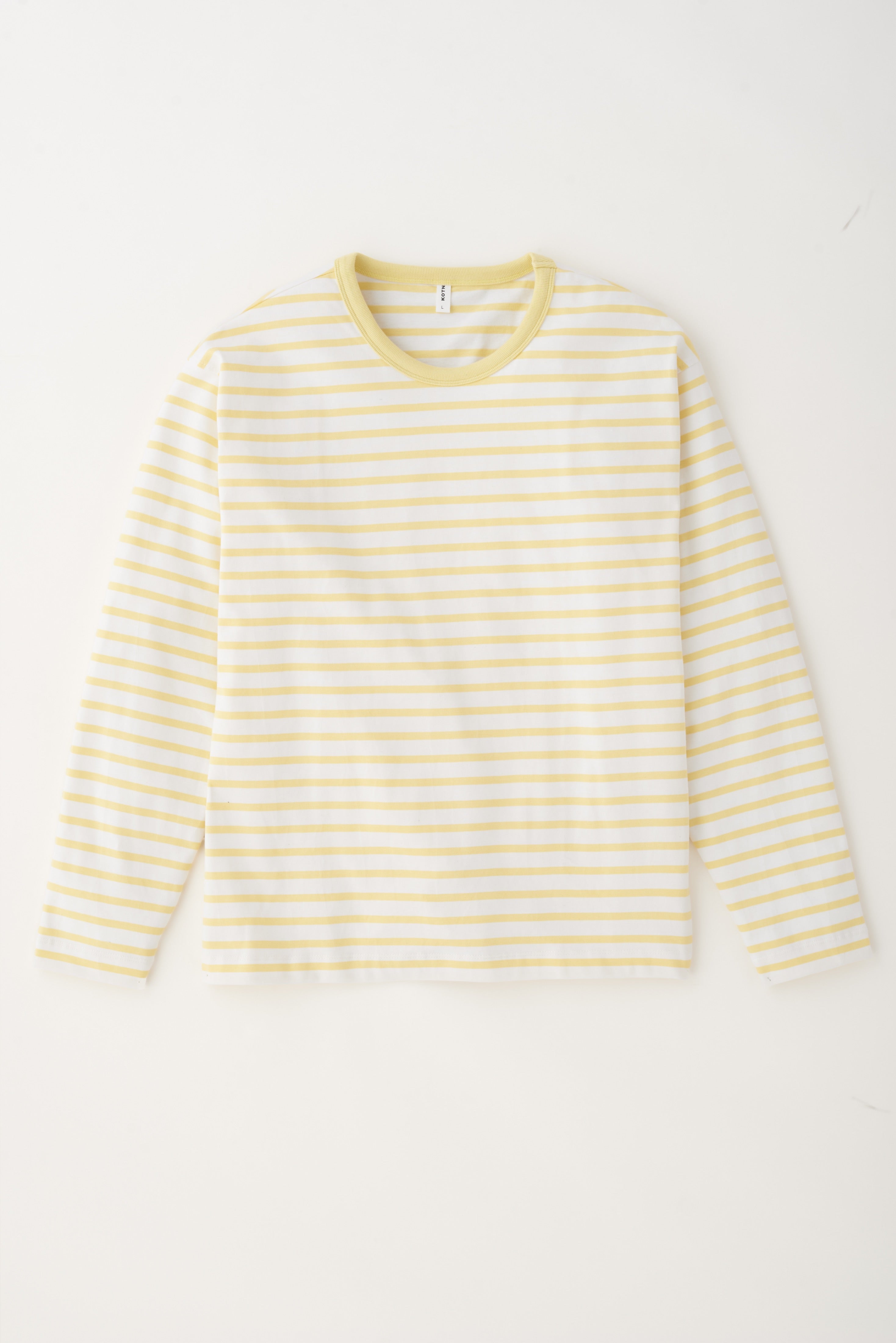Heavyweight Longsleeve in White/Chardonnay Stripe