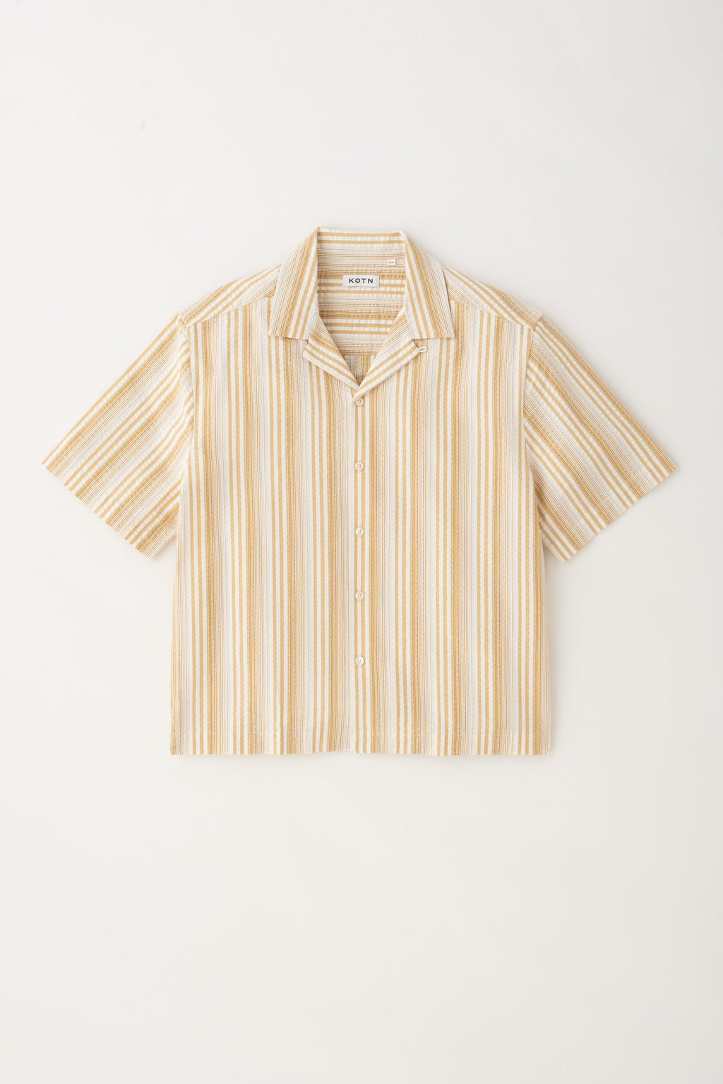 Men's Seersucker Camp Shirt in Mustard Gold/Natural