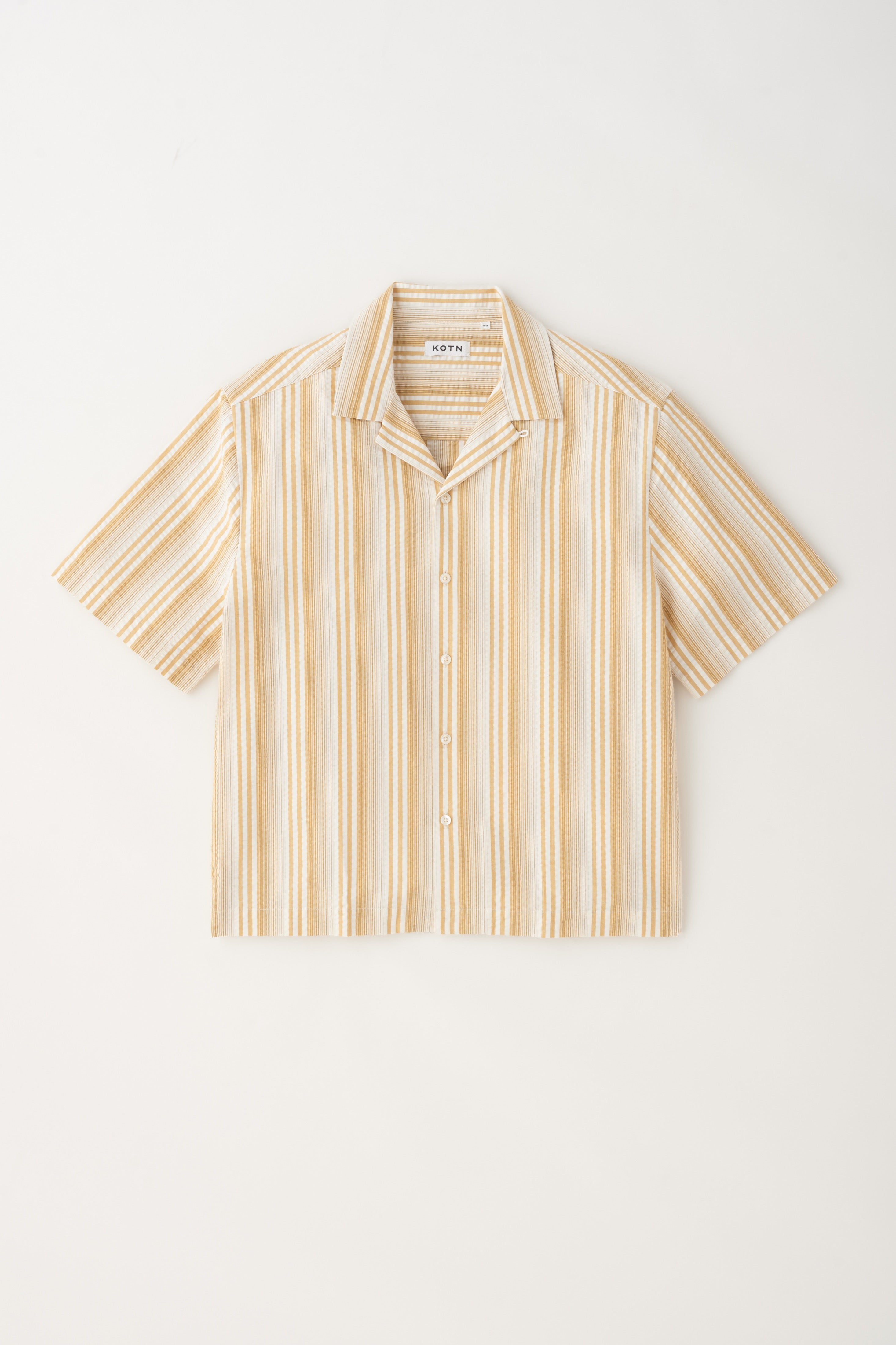 Men's Seersucker Camp Shirt in Mustard Gold/Natural