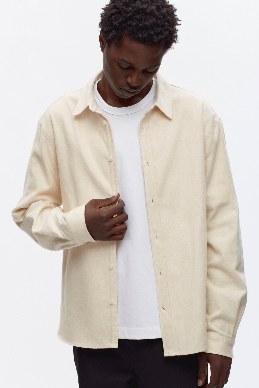 Men's Abaza Shirt in Alabaster Herringbone