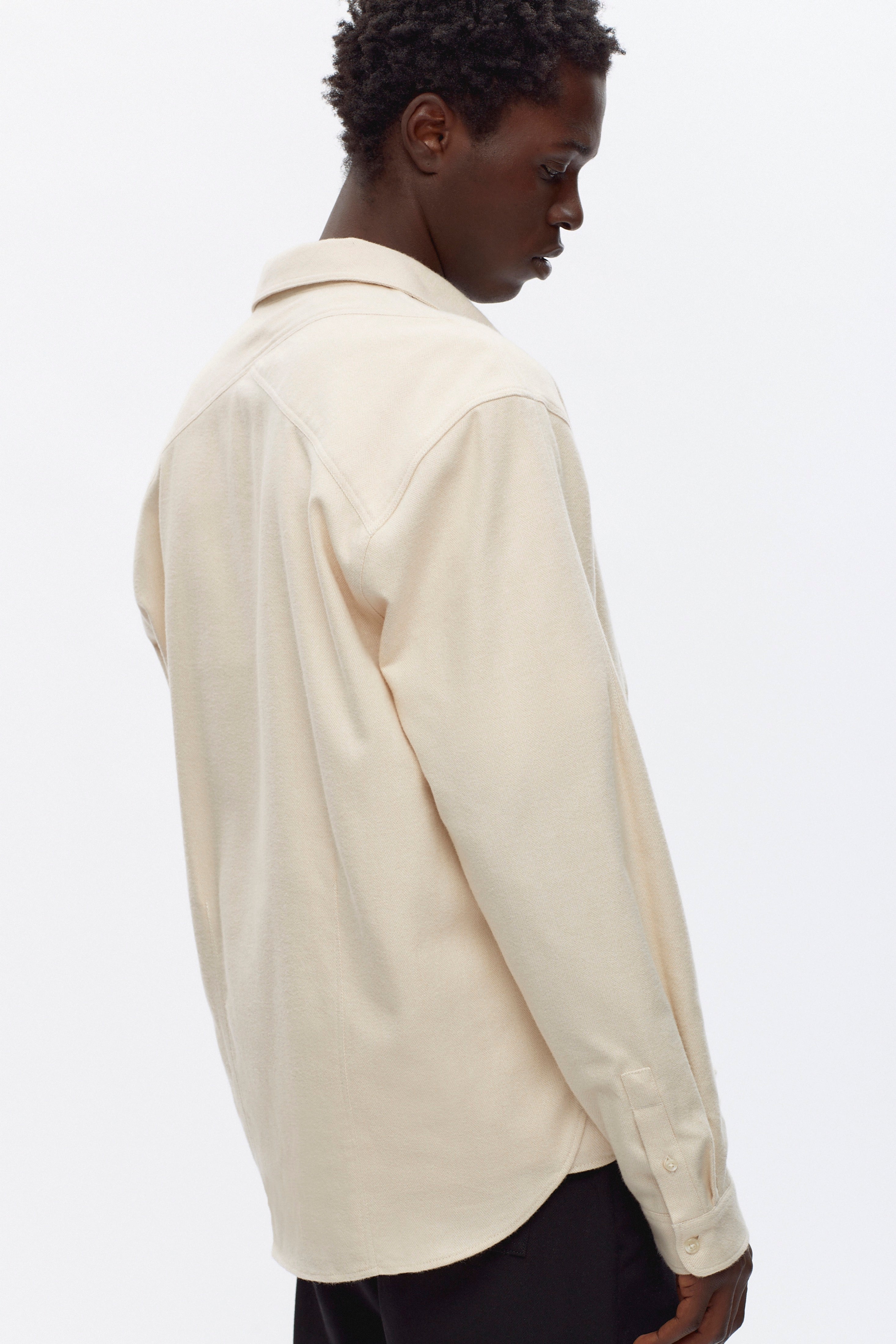 Men's Abaza Shirt in Alabaster Herringbone