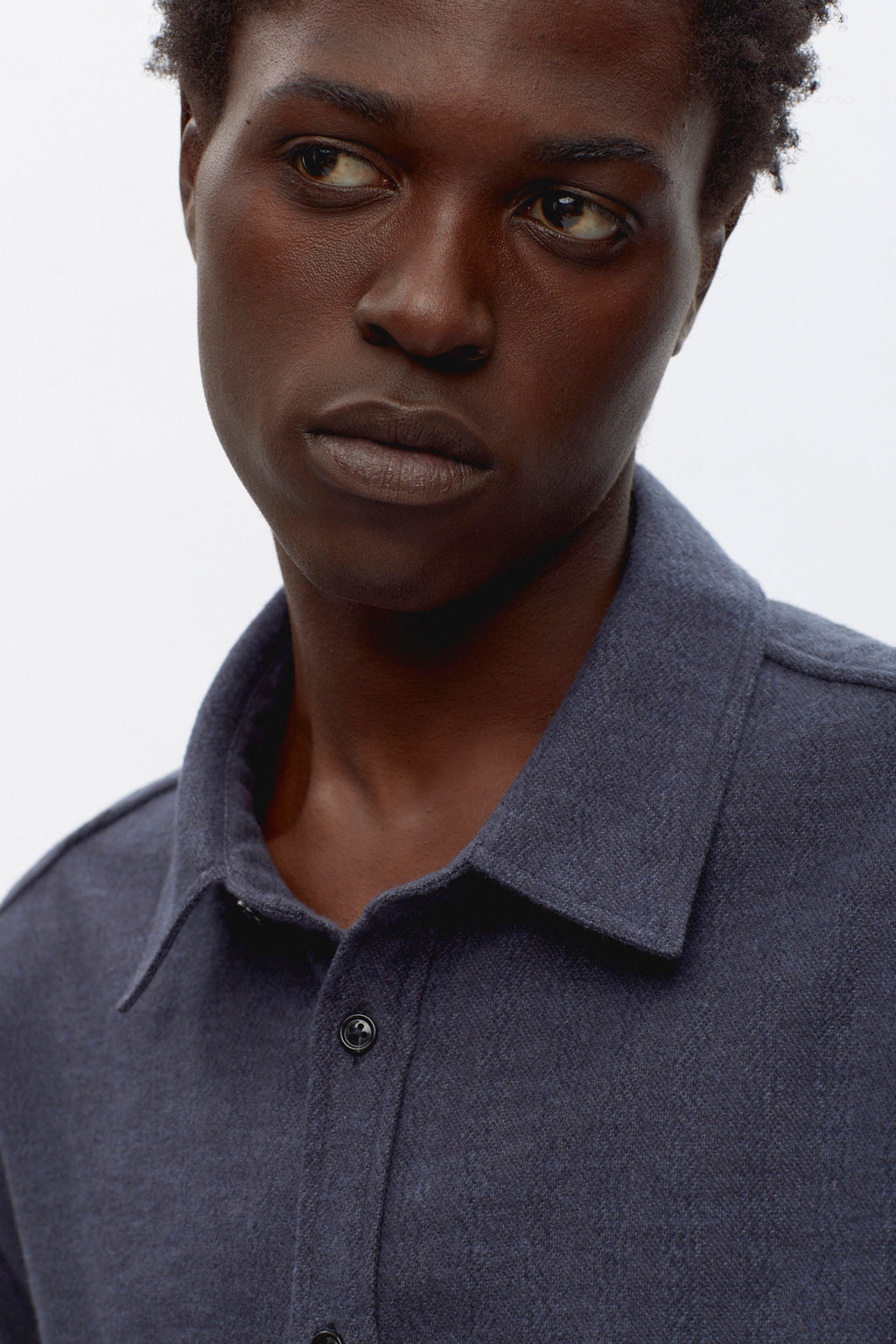 Men's Abaza Shirt in Denim Herringbone