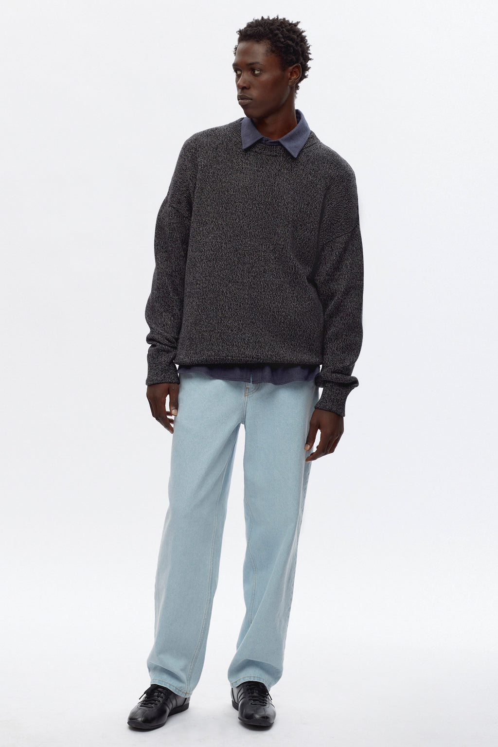 Men's Abaza Shirt in Denim Herringbone