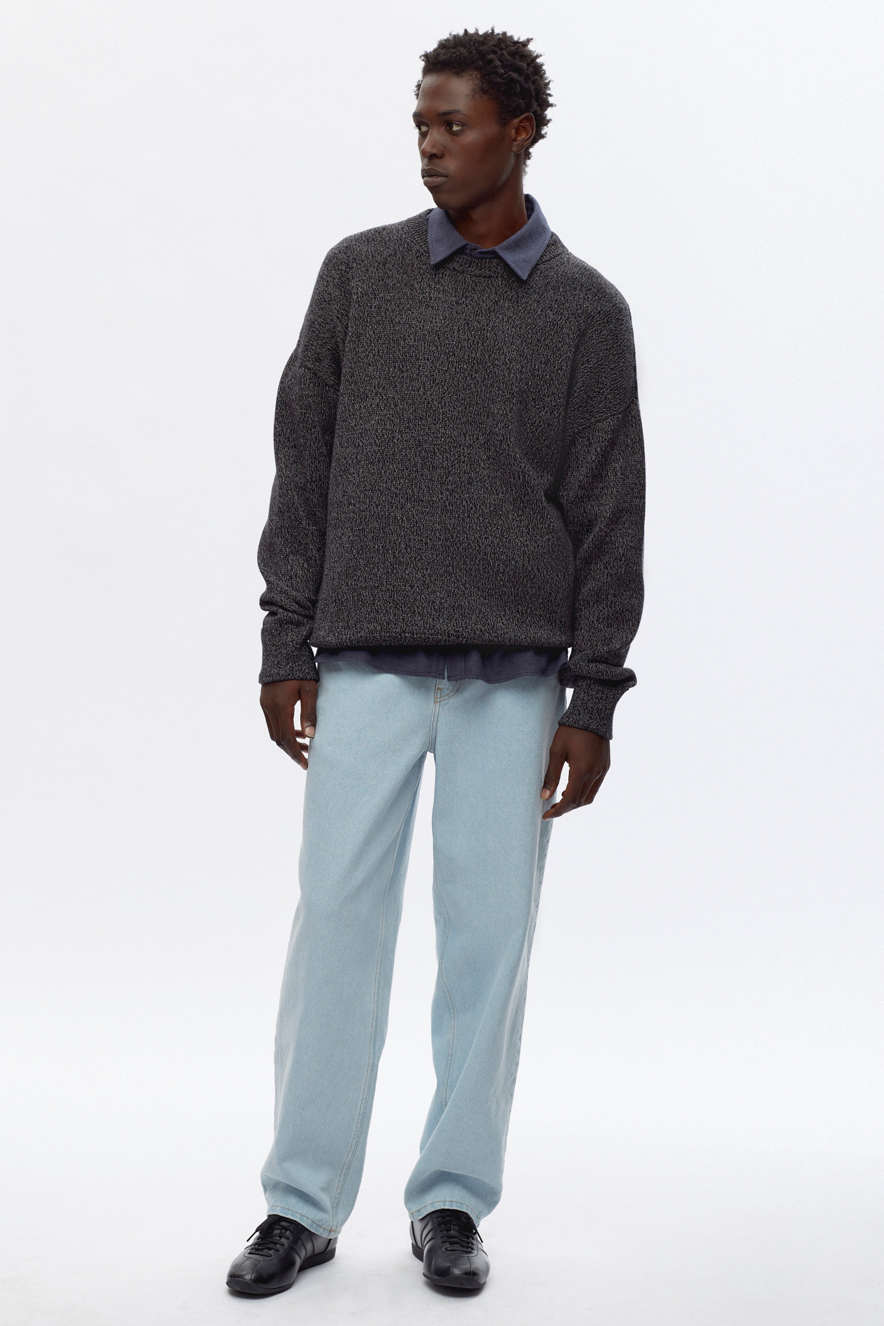 Men's Abaza Shirt in Denim Herringbone