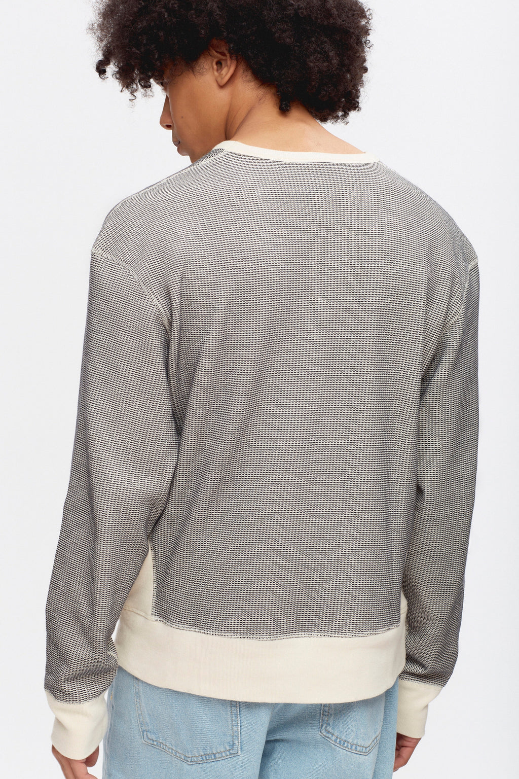 Men's Atlas 2-Tone Waffle Sweatshirt in Marshmallow/Black