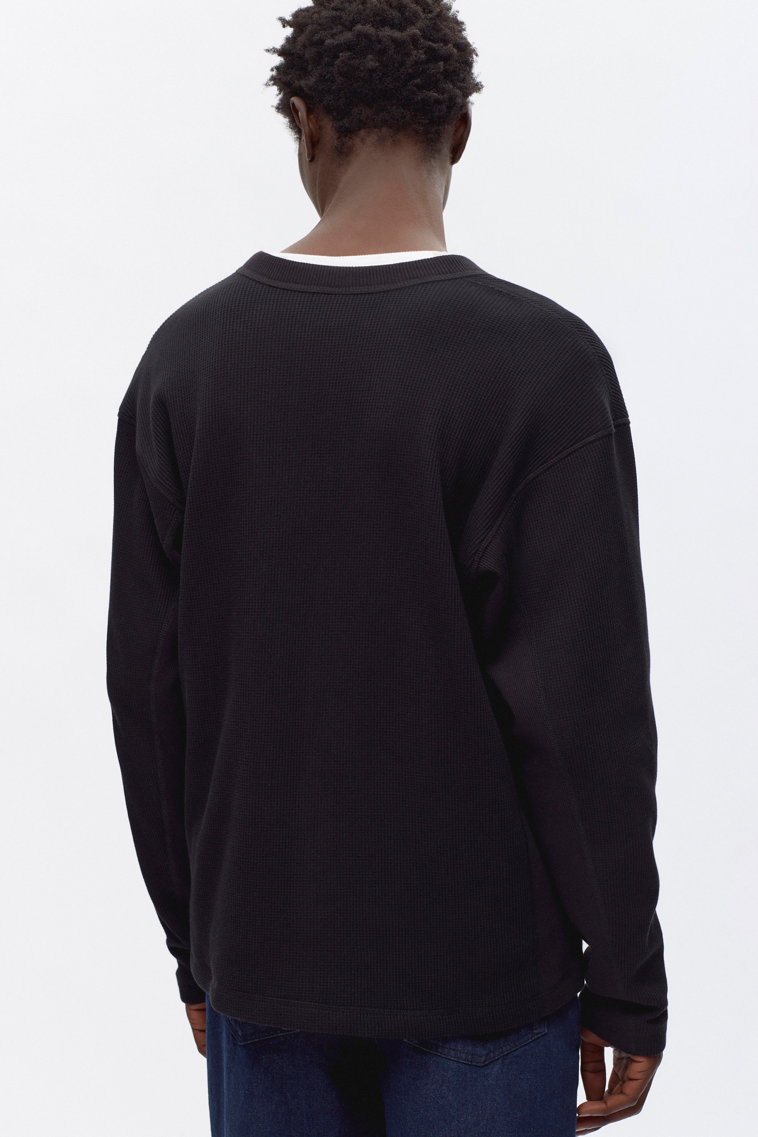 Men's Atlas Waffle Cardigan in Black