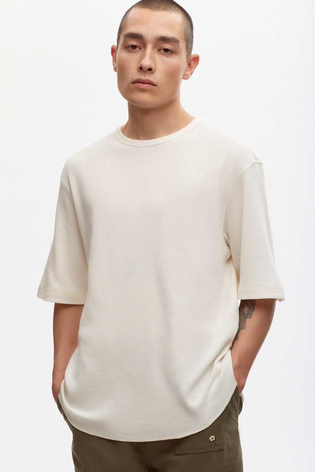 Men's Atlas Waffle Crew in Marshmallow