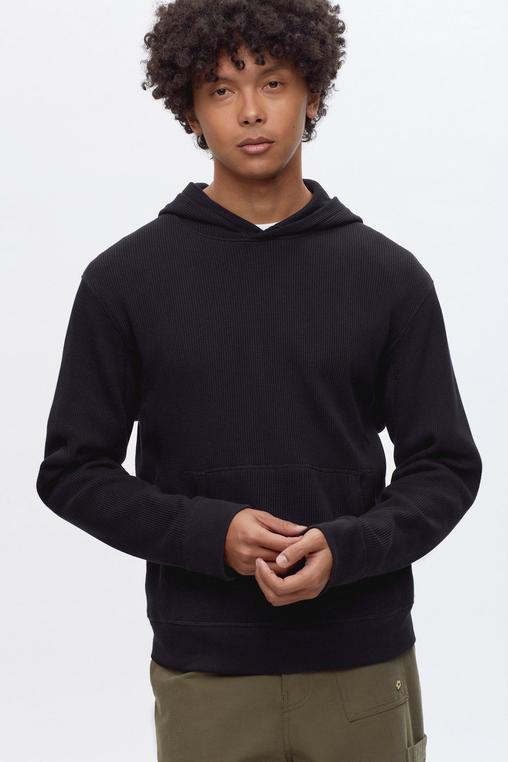 Men's Atlas Waffle Hoodie in Black
