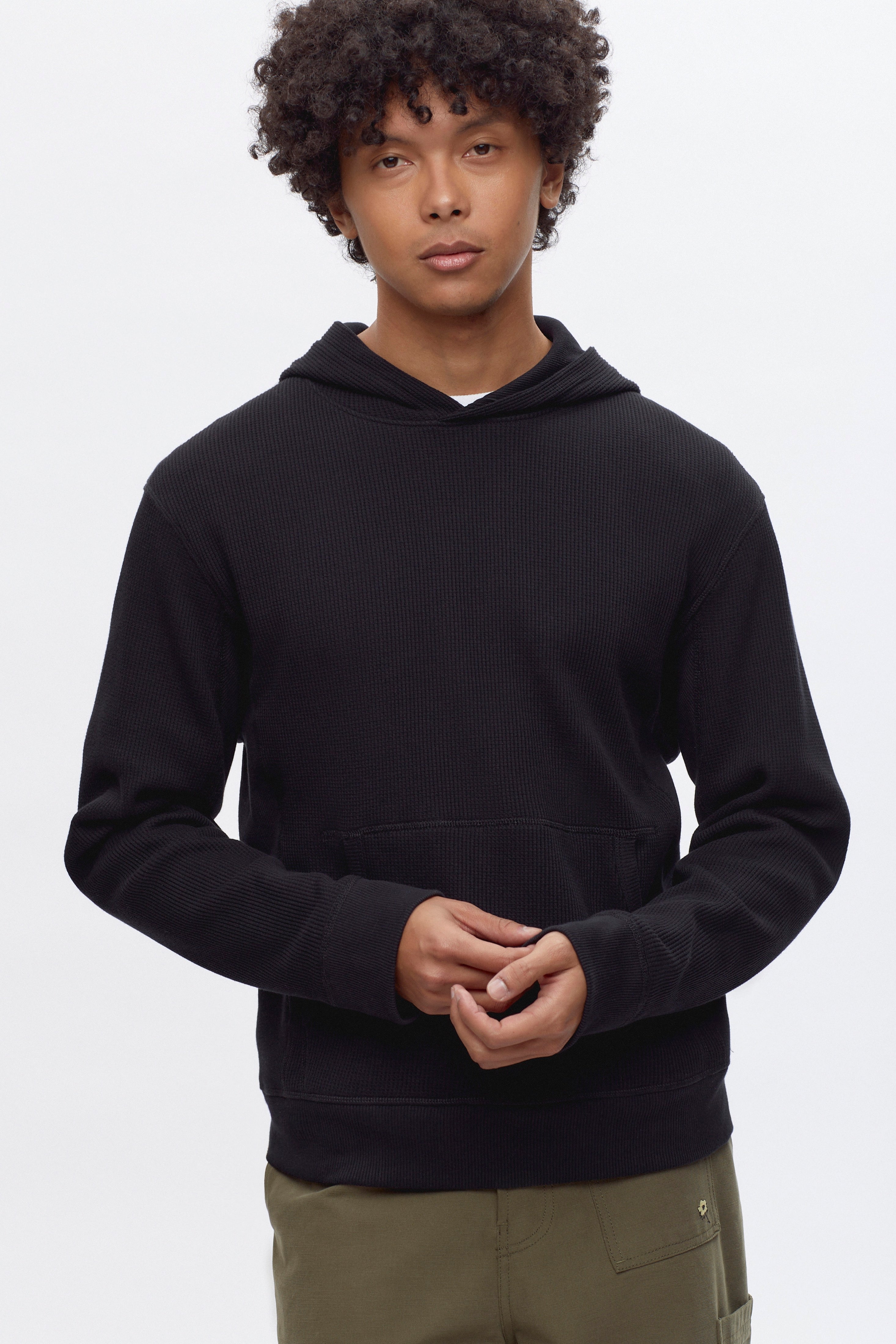 Men's Atlas Waffle Hoodie in Black