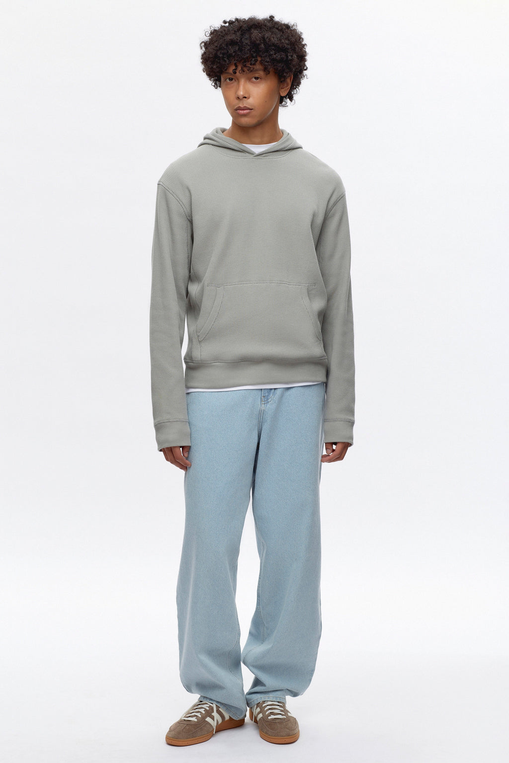 Men's Atlas Waffle Hoodie in Neutral Grey