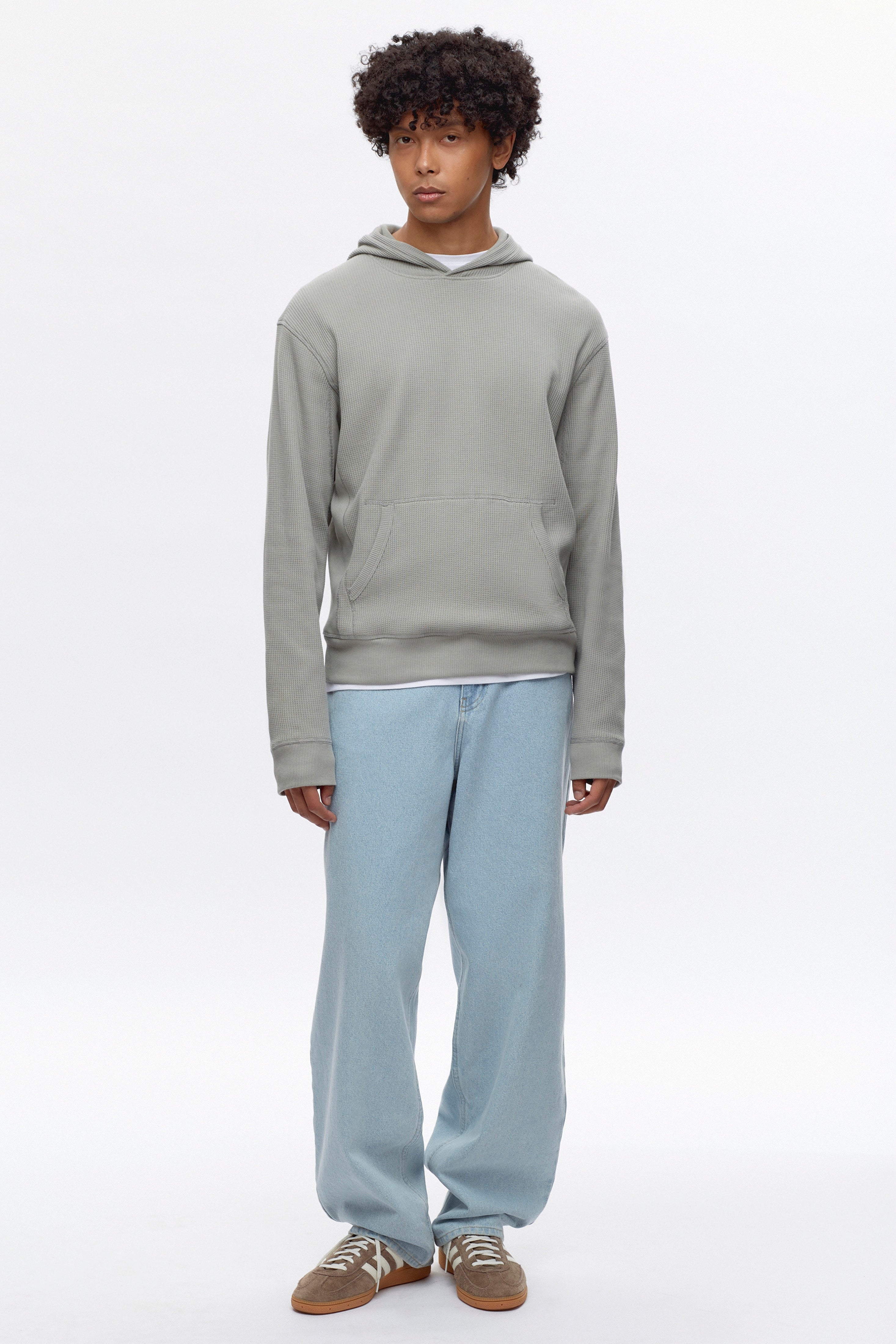 Men's Atlas Waffle Hoodie in Neutral Grey