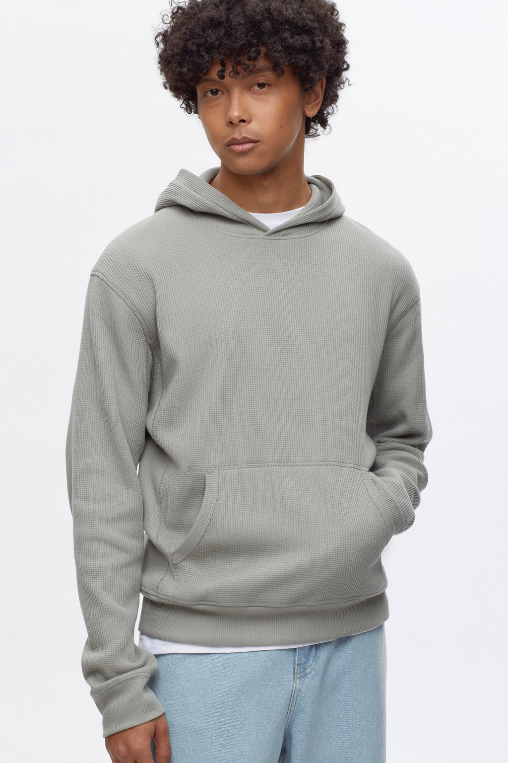 Men's Atlas Waffle Hoodie in Neutral Grey