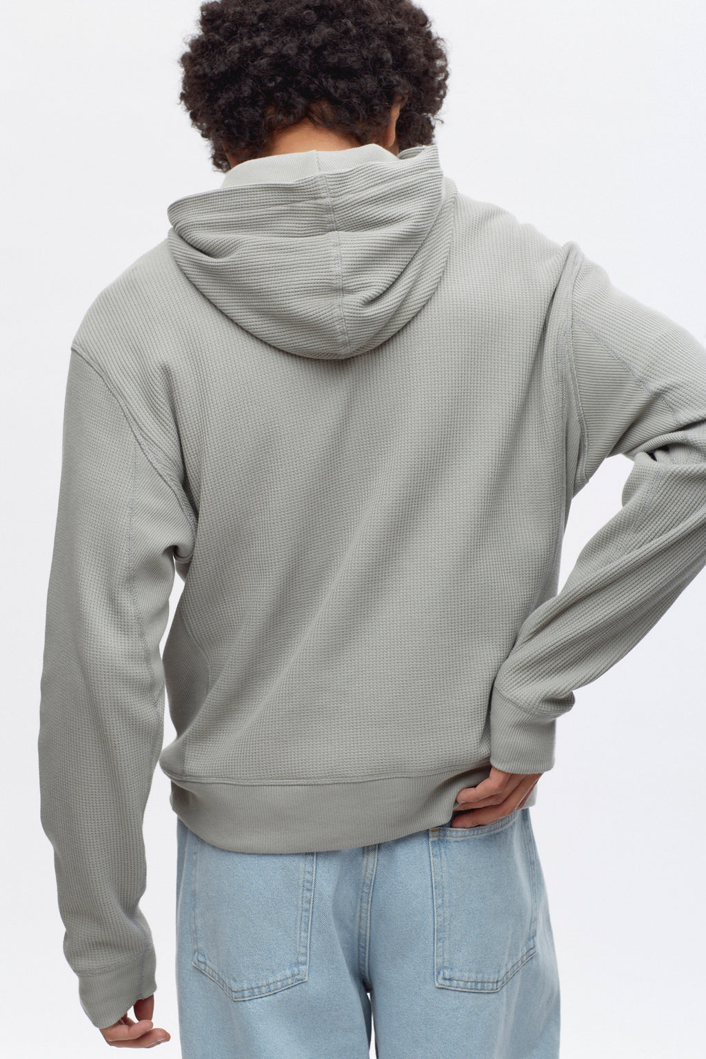 Men's Atlas Waffle Hoodie in Neutral Grey
