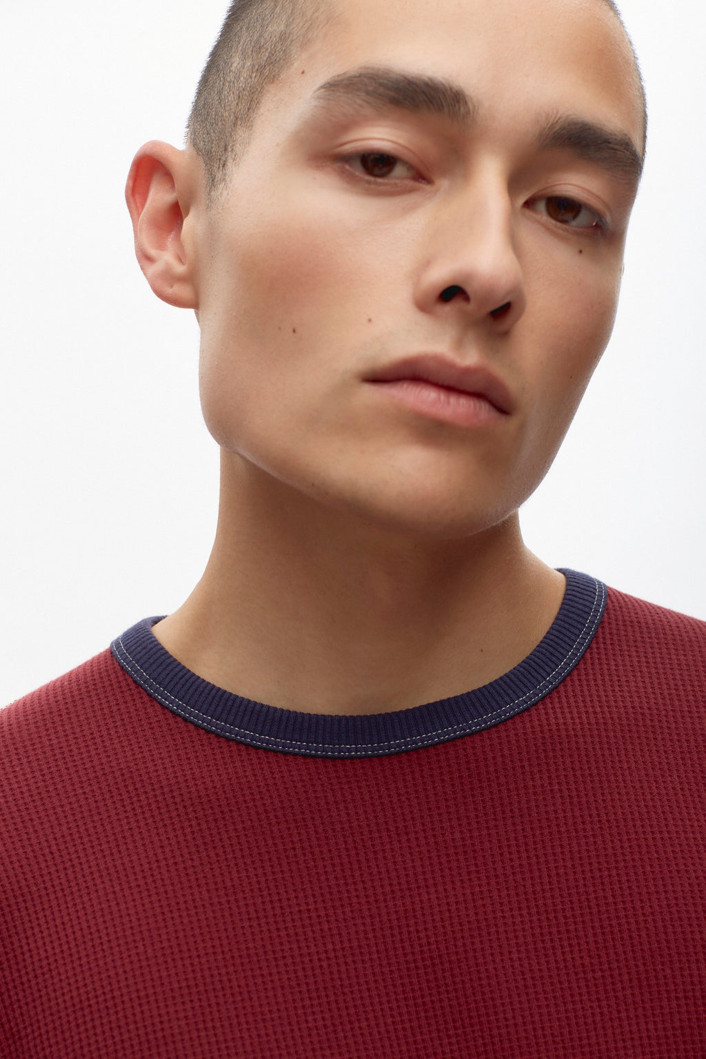 Men's Atlas Waffle Longsleeve in Midnight/Burgundy