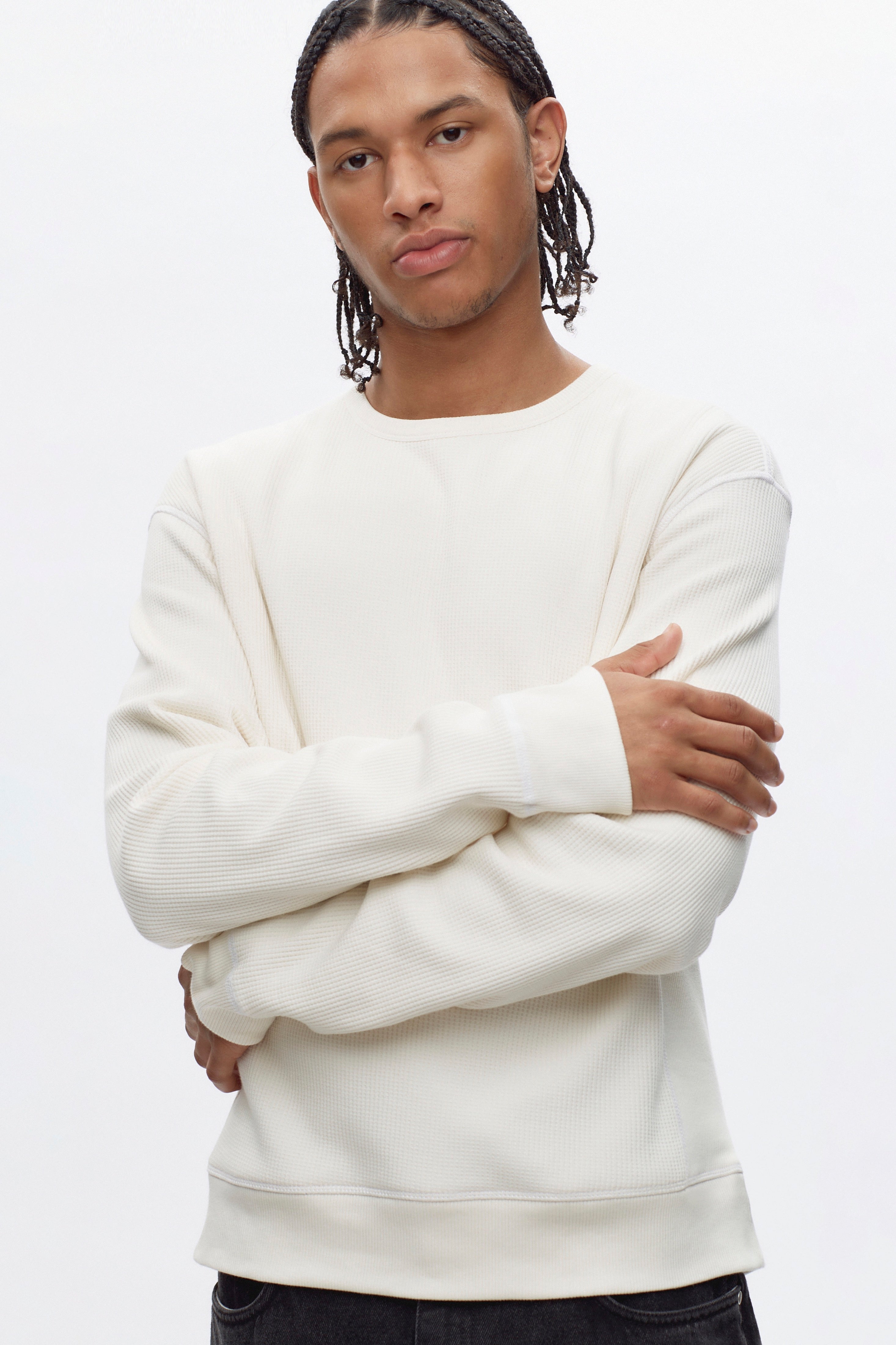 Men's Atlas Waffle Sweatshirt in Marshmallow