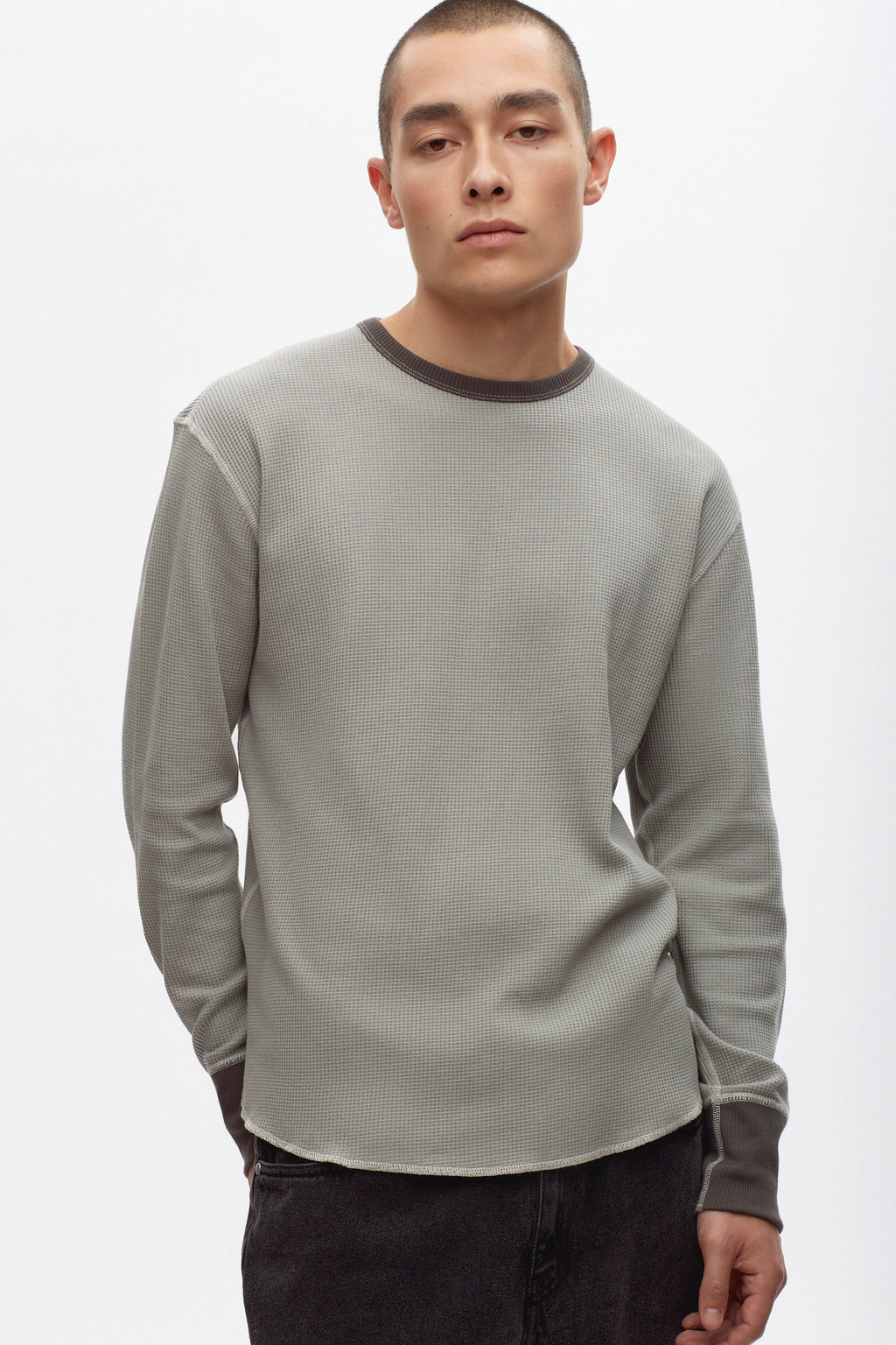 Men's Atlas Waffle Longsleeve in Neutral Grey/Beluga