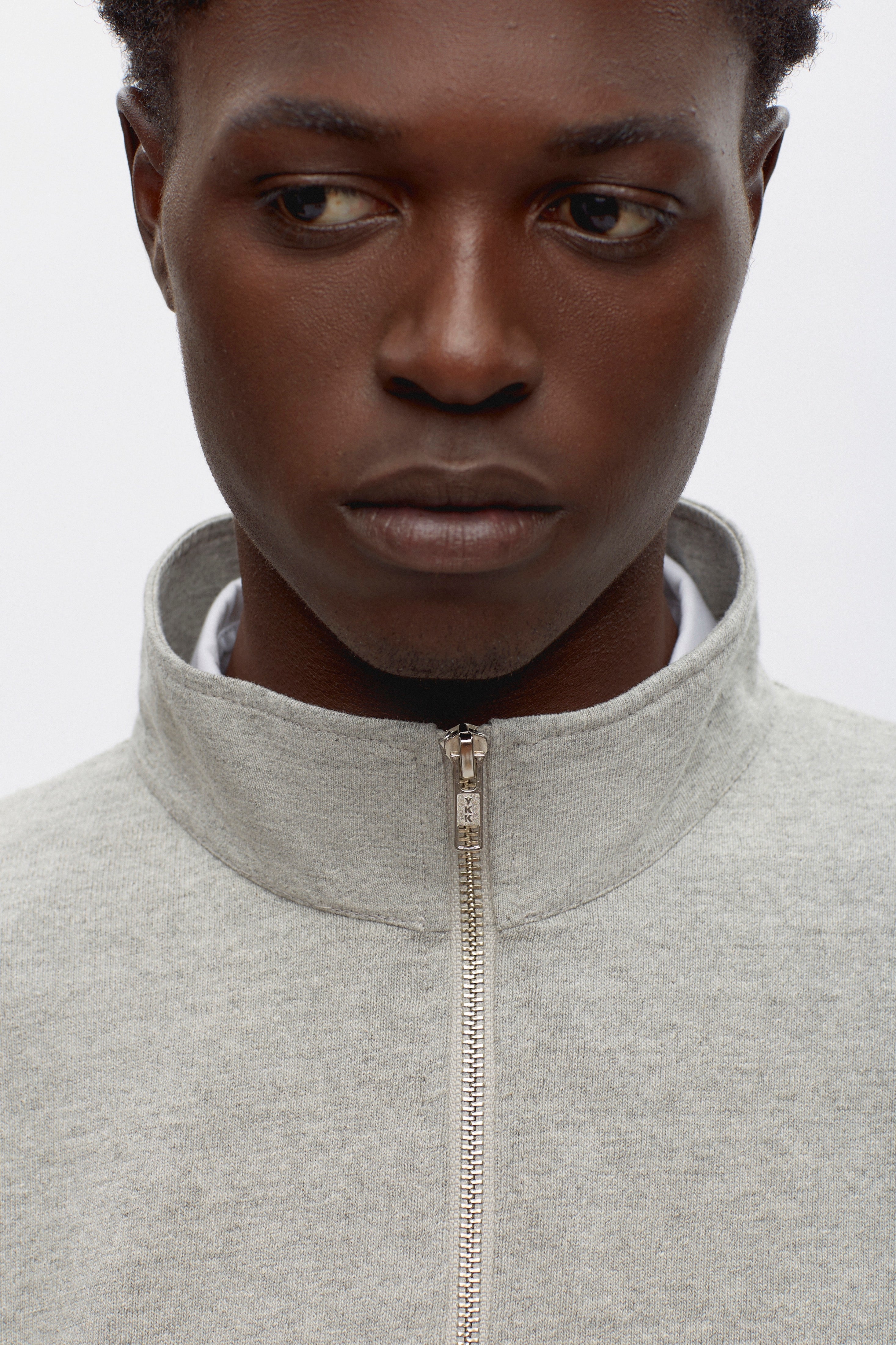 Men's Barbarian Zip Rugby in Ash/Ivory