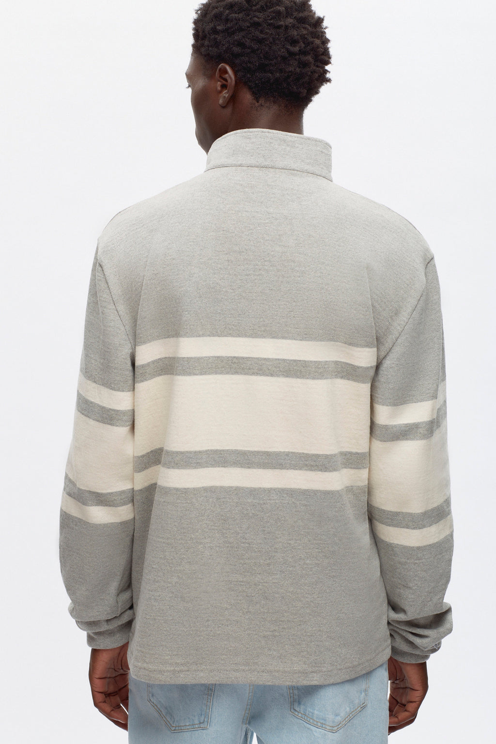 Men's Barbarian Zip Rugby in Ash/Ivory