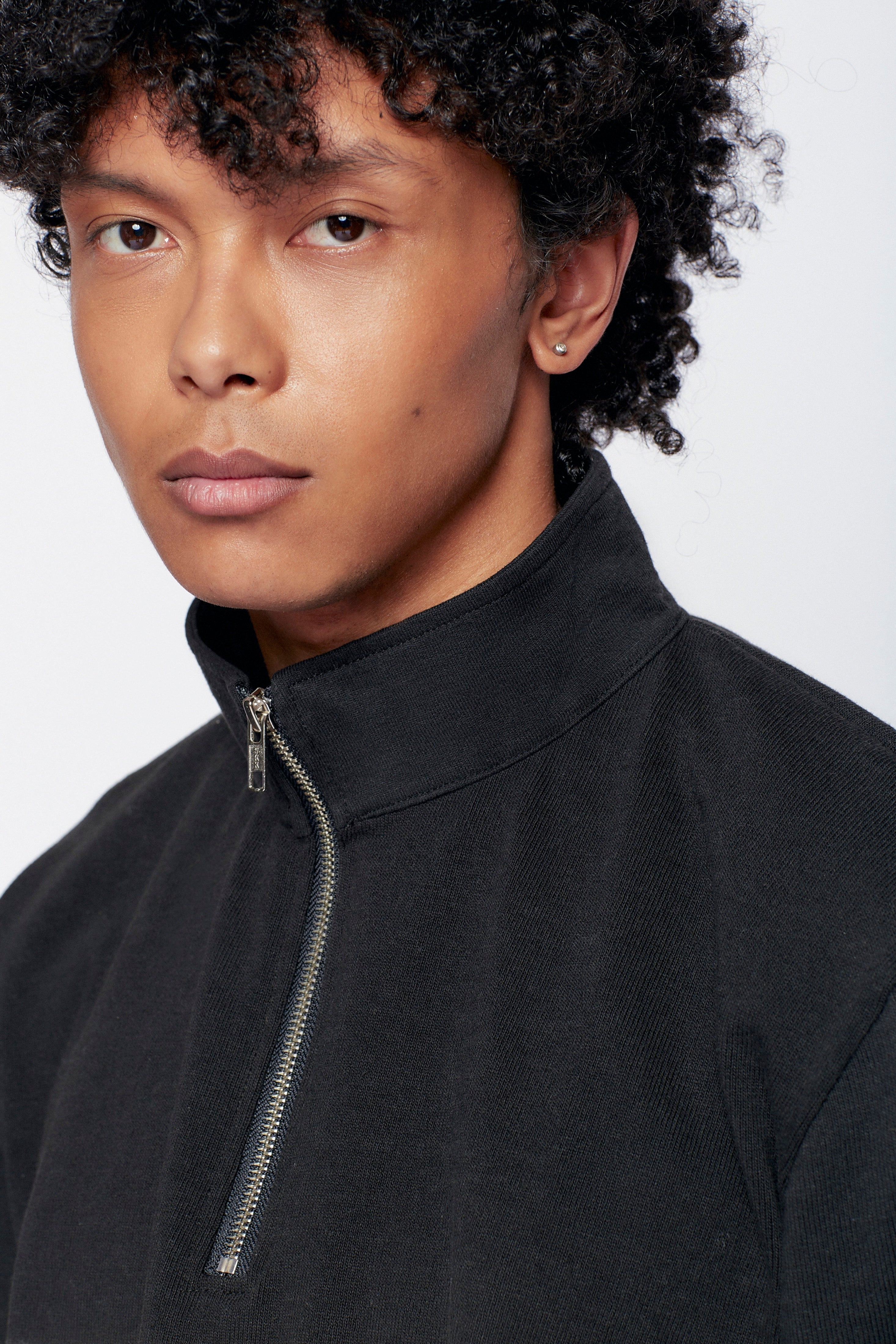 Men's Barbarian Zip Rugby in Black/Taupe Stripe