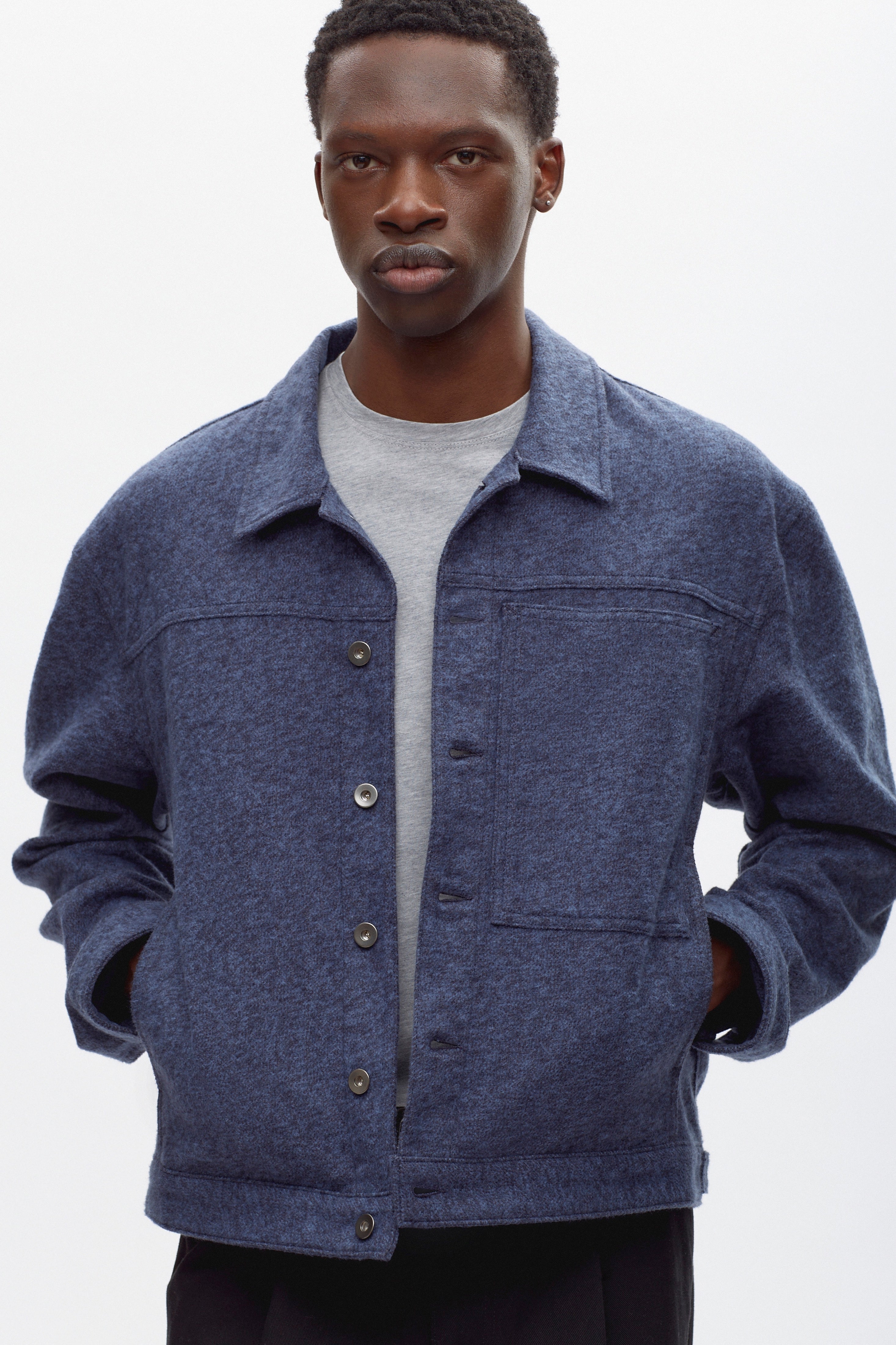 Flannel Esna Jacket in Denim Herringbone
