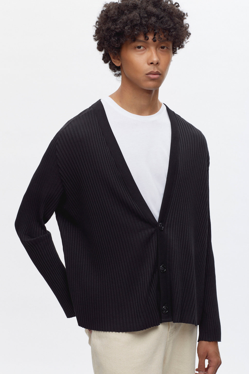 Men's Nile Rib Cardigan in Black
