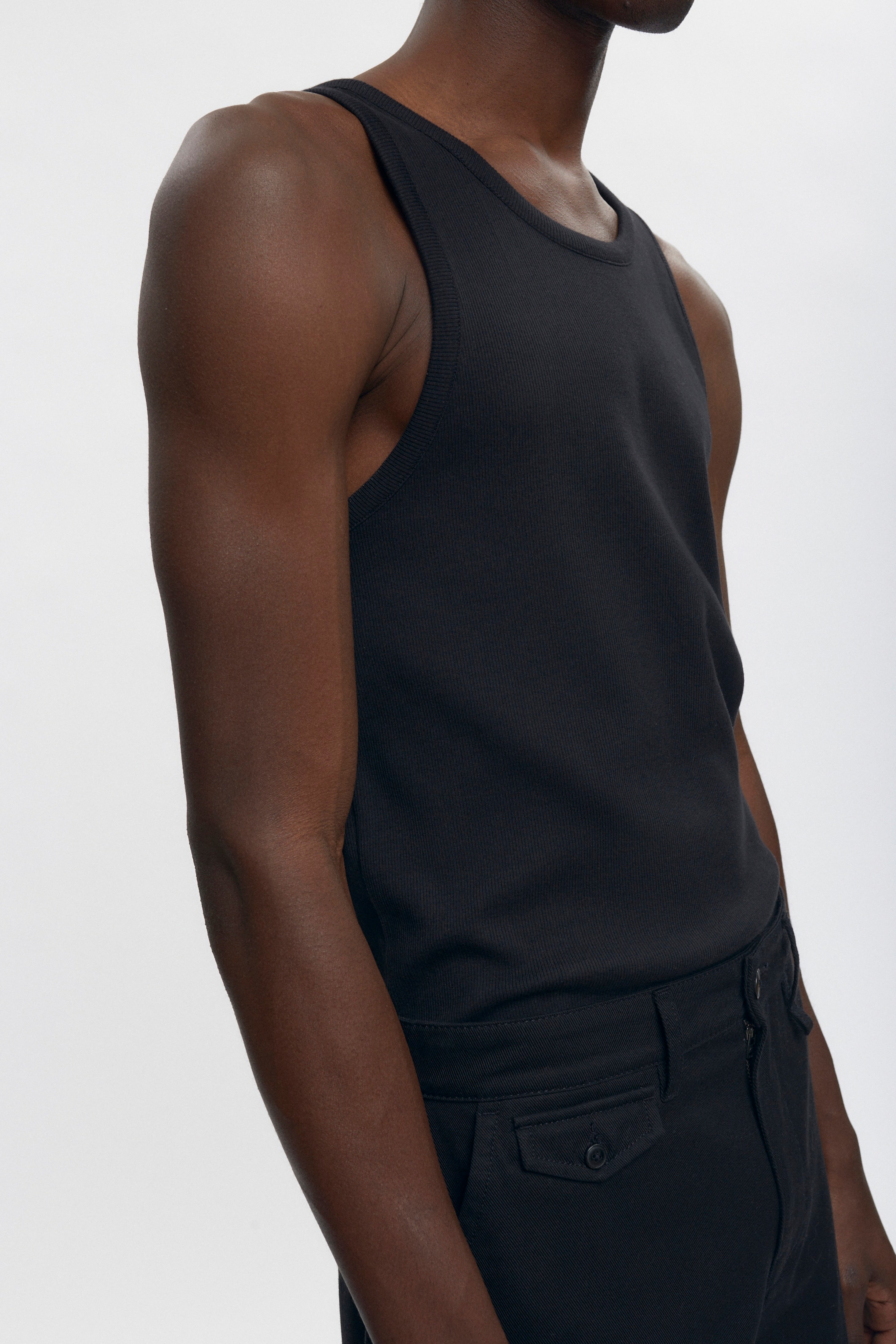 Men's Rib Tank in Black