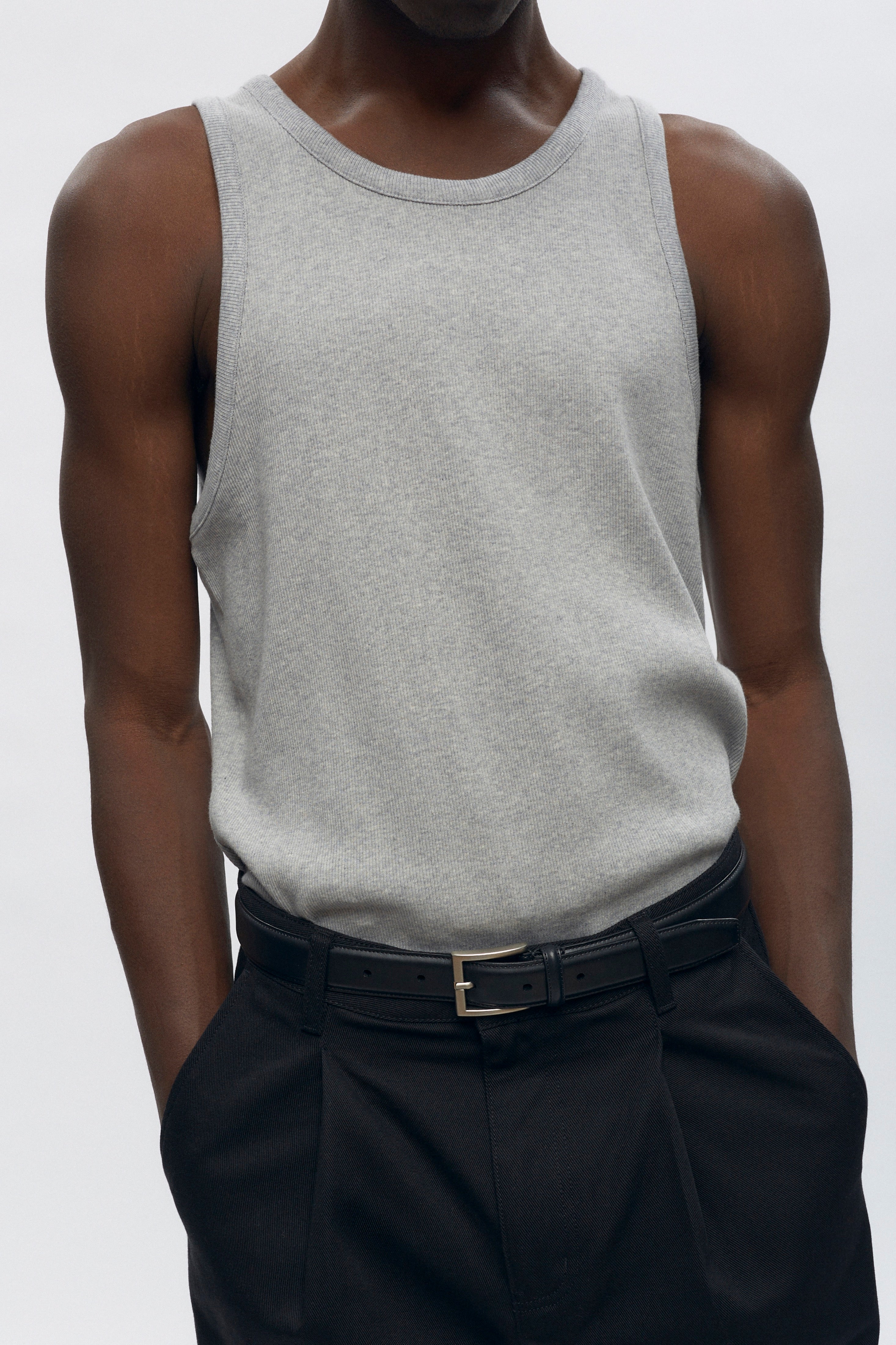 Men's Rib Tank in Heather Grey