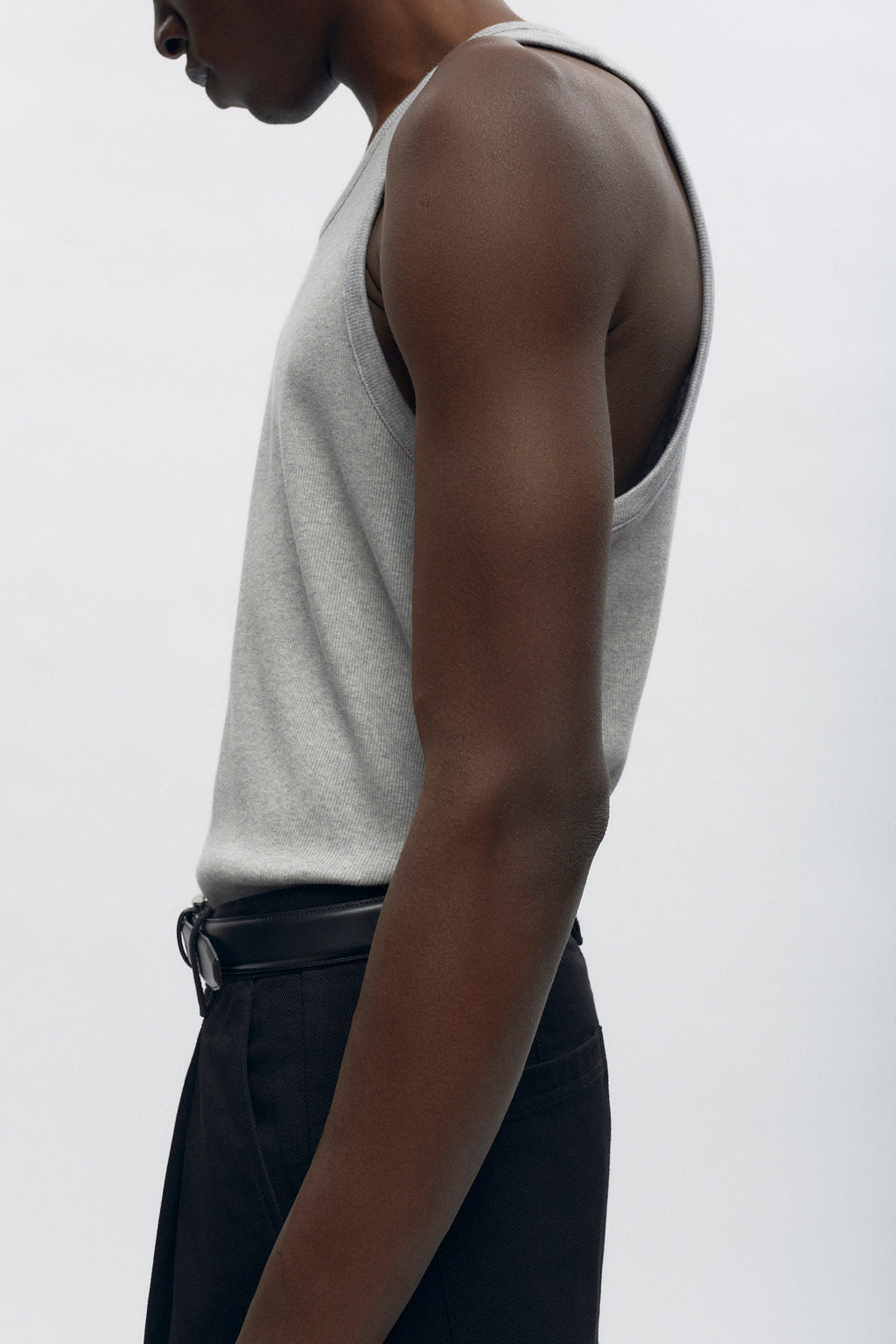 Men's Rib Tank in Heather Grey