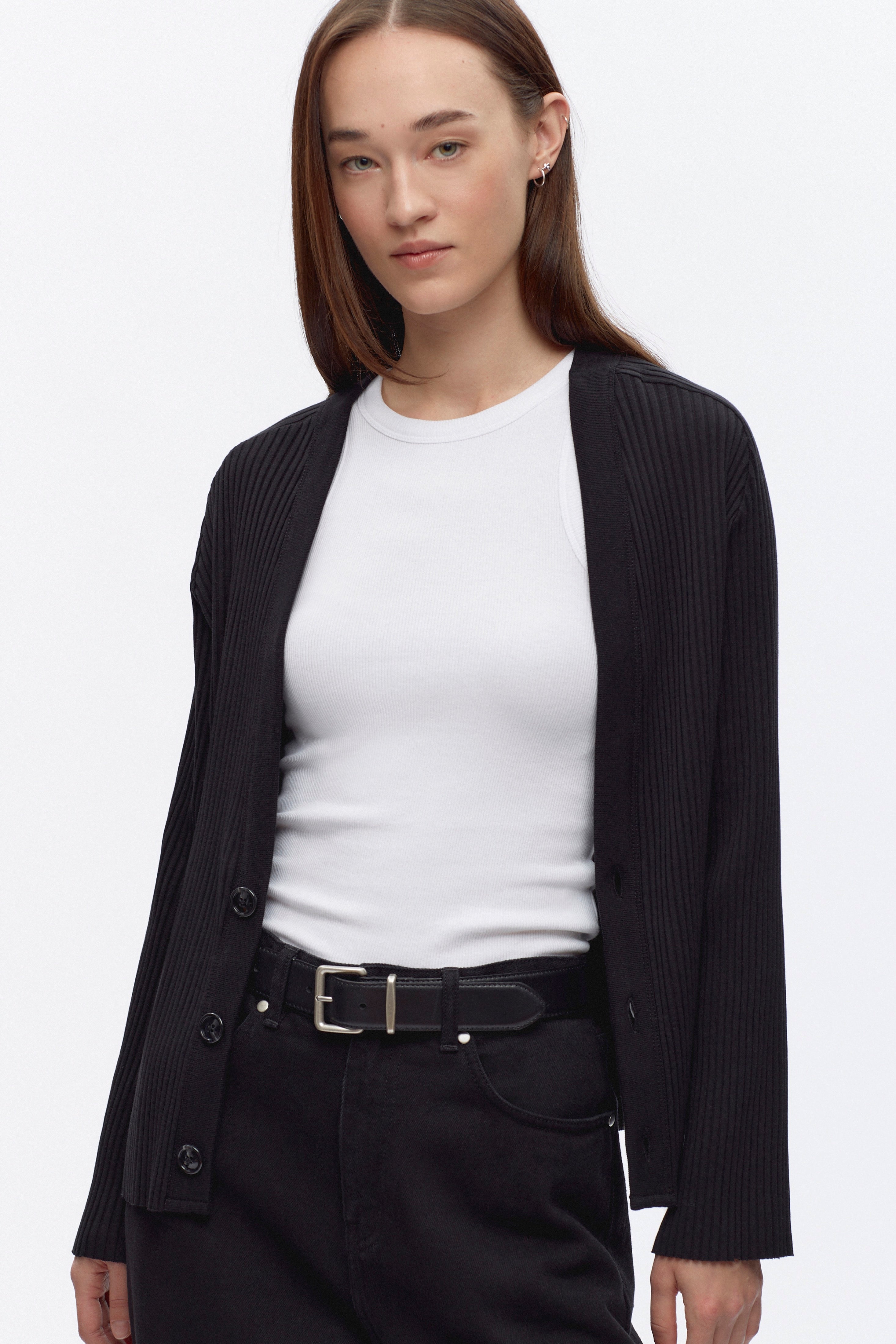 Men's Nile Rib Cardigan in Black