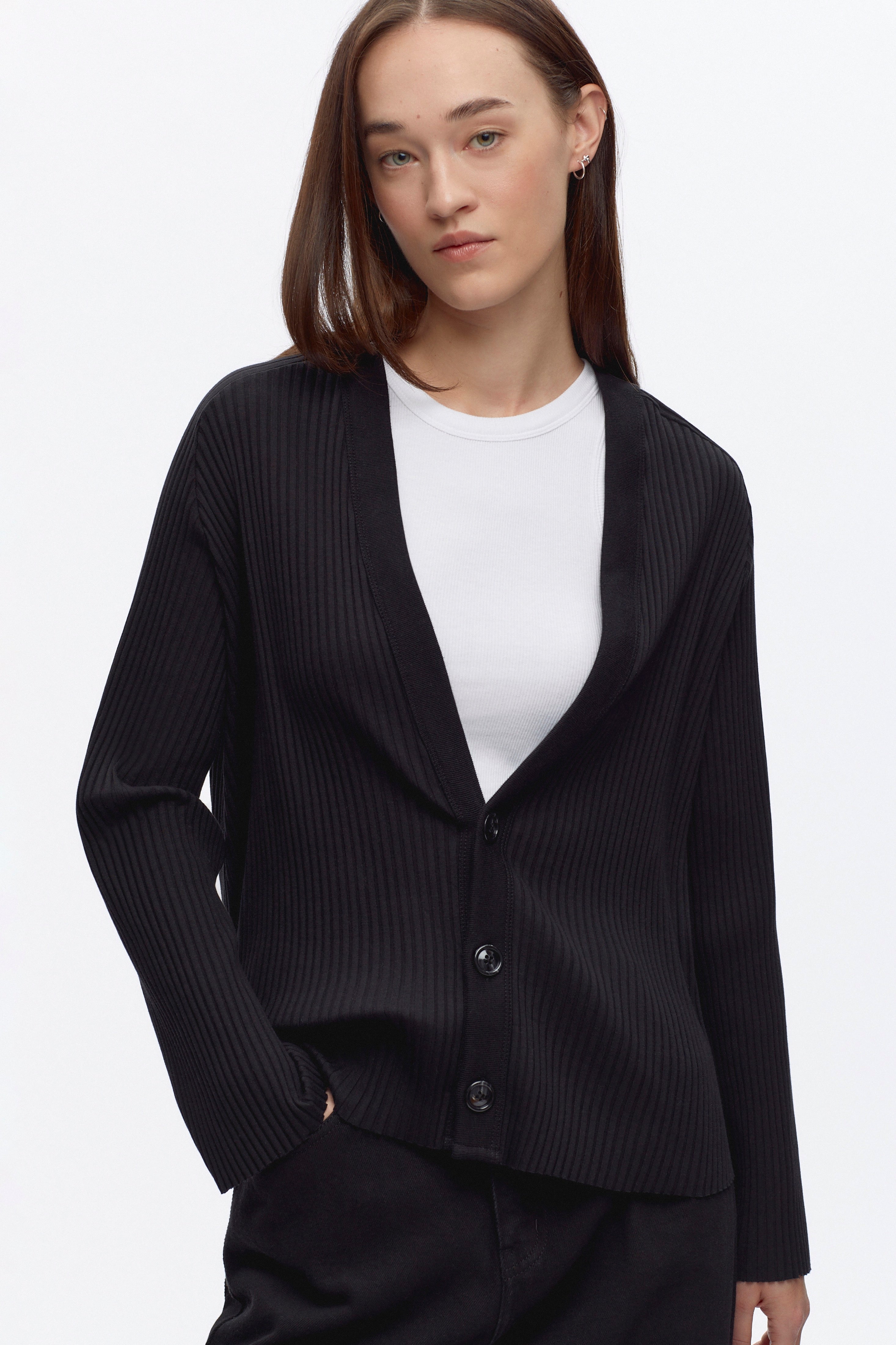 Men's Nile Rib Cardigan in Black