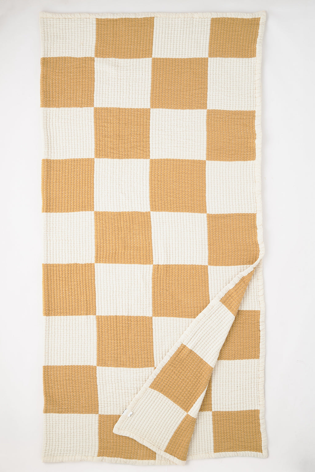 Patchwork Quilted Comforter in Natural/Mustard