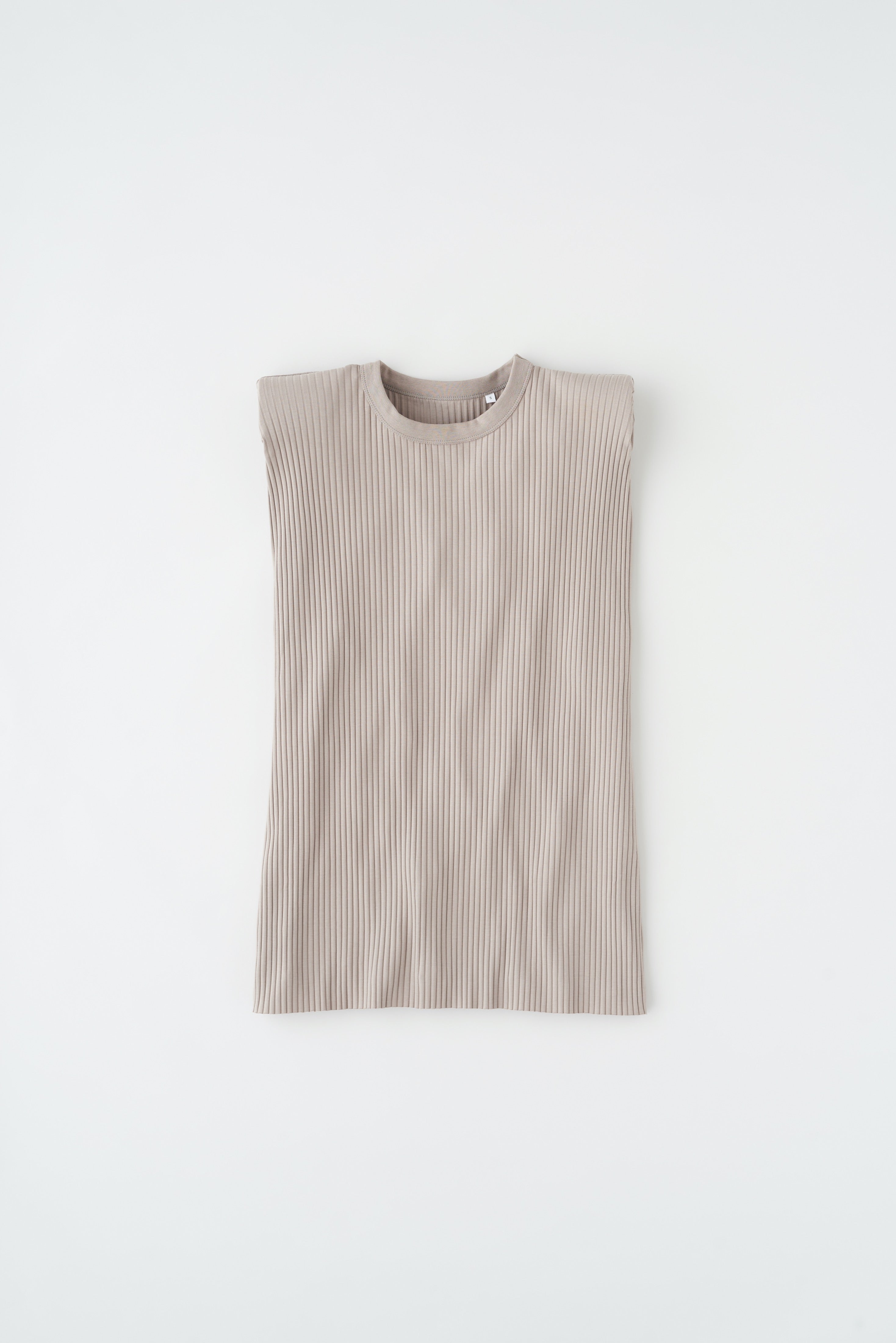 Ribbed Power Tank in Taupe