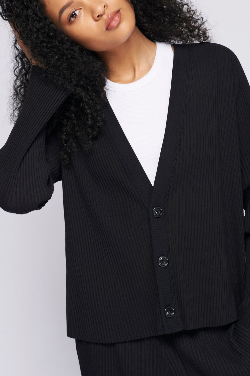 Unisex Nile Rib Cardigan in Black