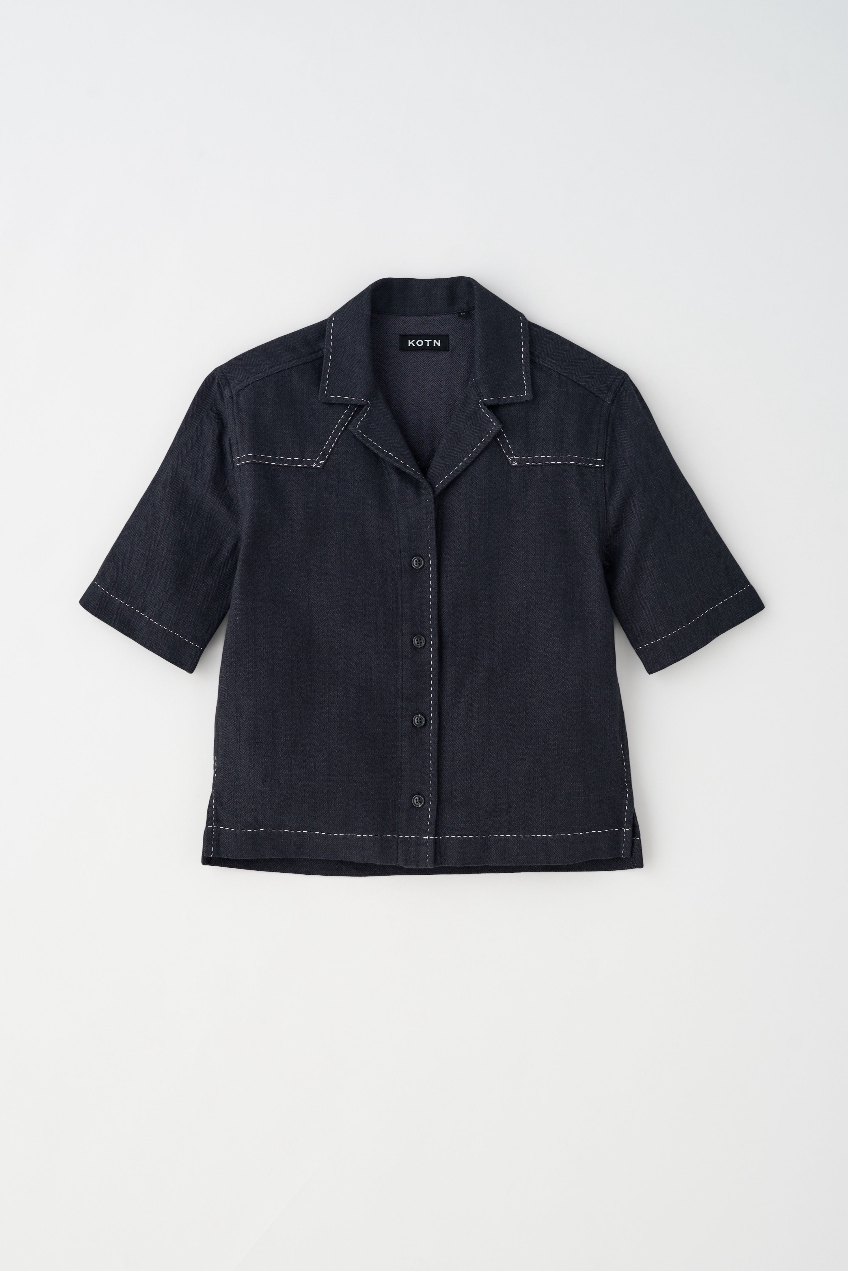 Women's Asmar Shirt in Black Herringbone