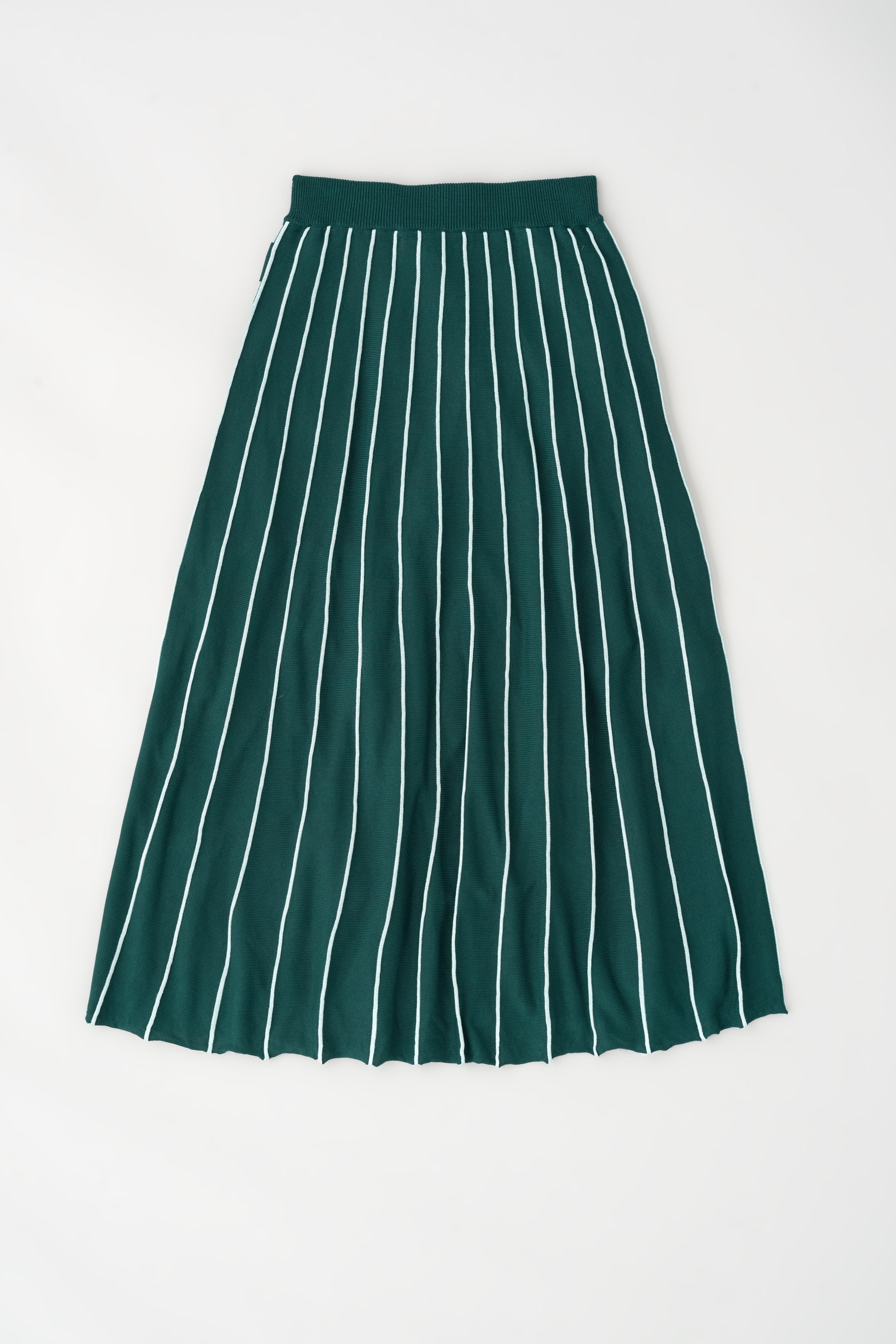 Women's Fine Knit Skirt in Racing Green/Pale Jade