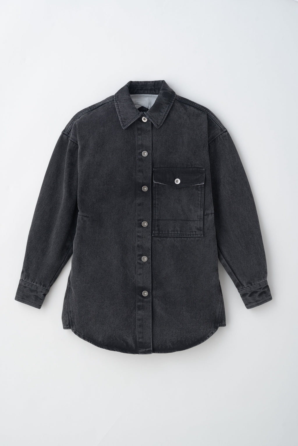 Women's Lido Denim Overshirt in Washed Black