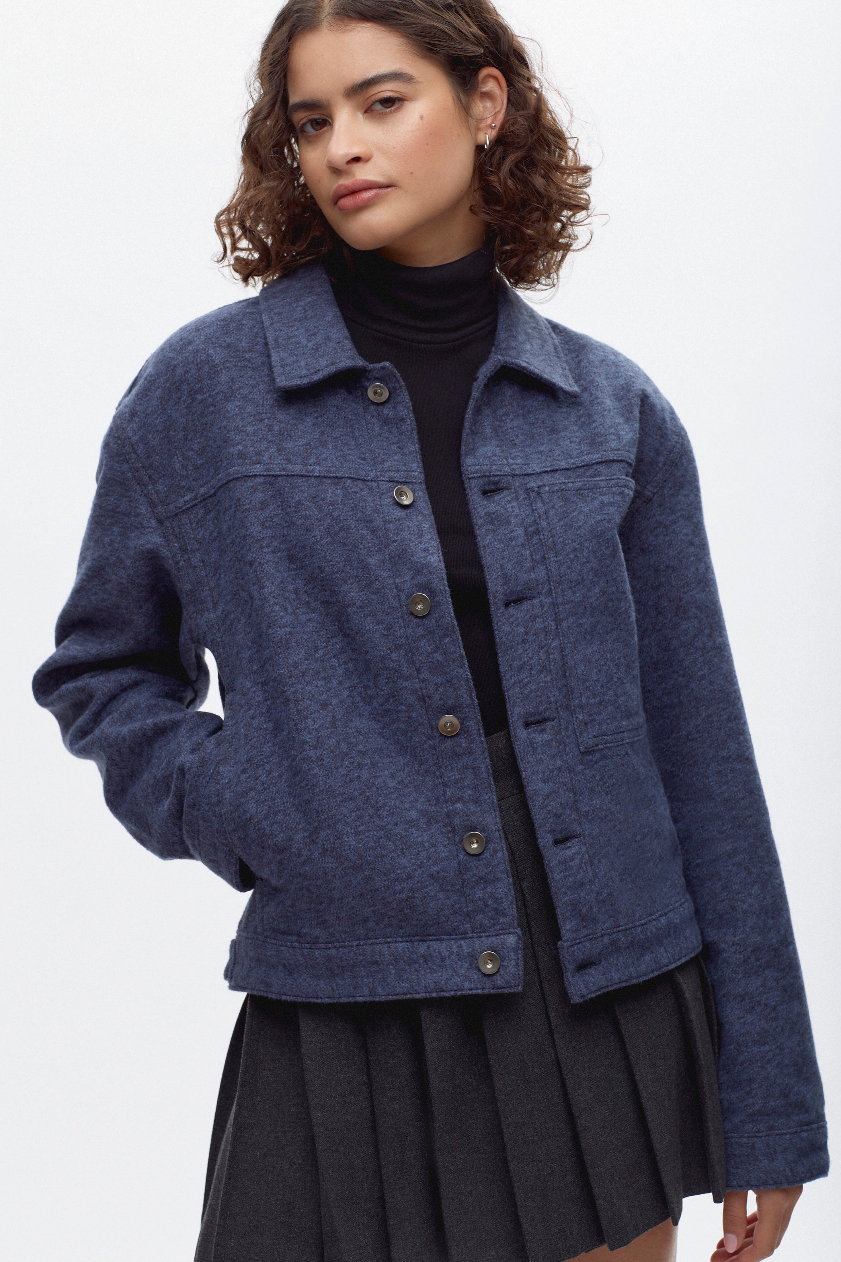 Flannel Esna Jacket in Denim Herringbone