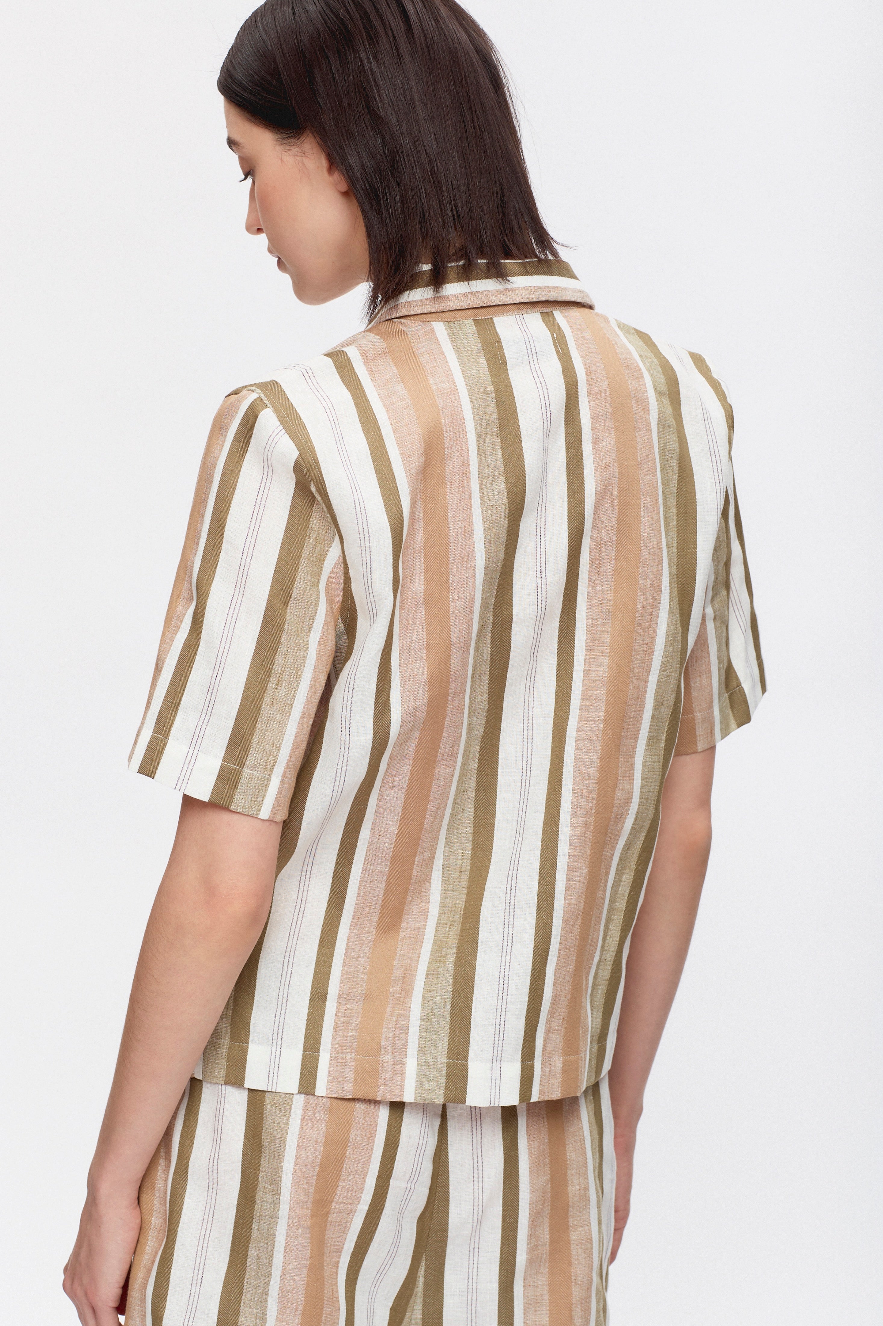 Women's Agaza Shirt in Olive Stripe