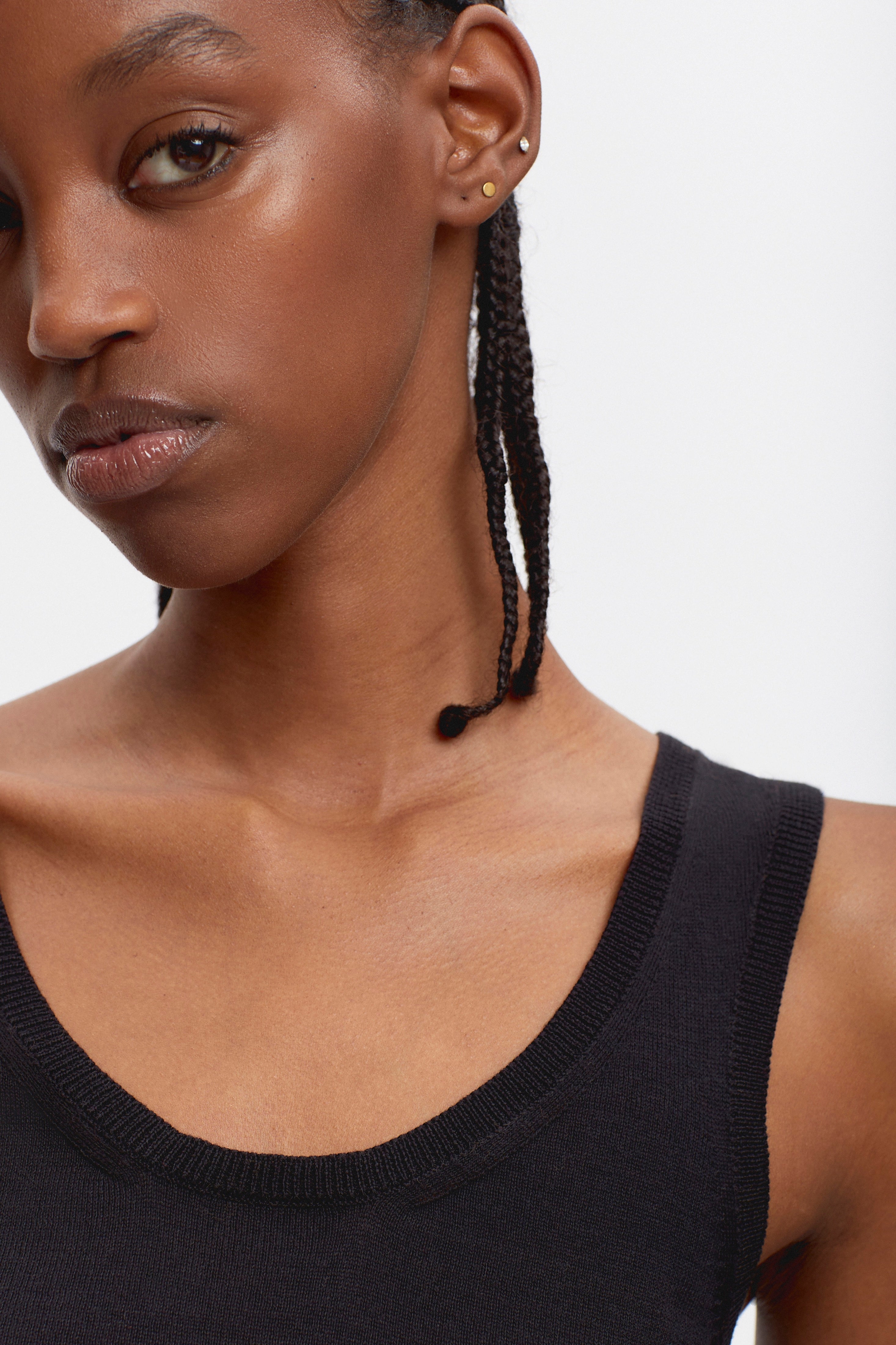 Women's Knit Crew Tank in Black