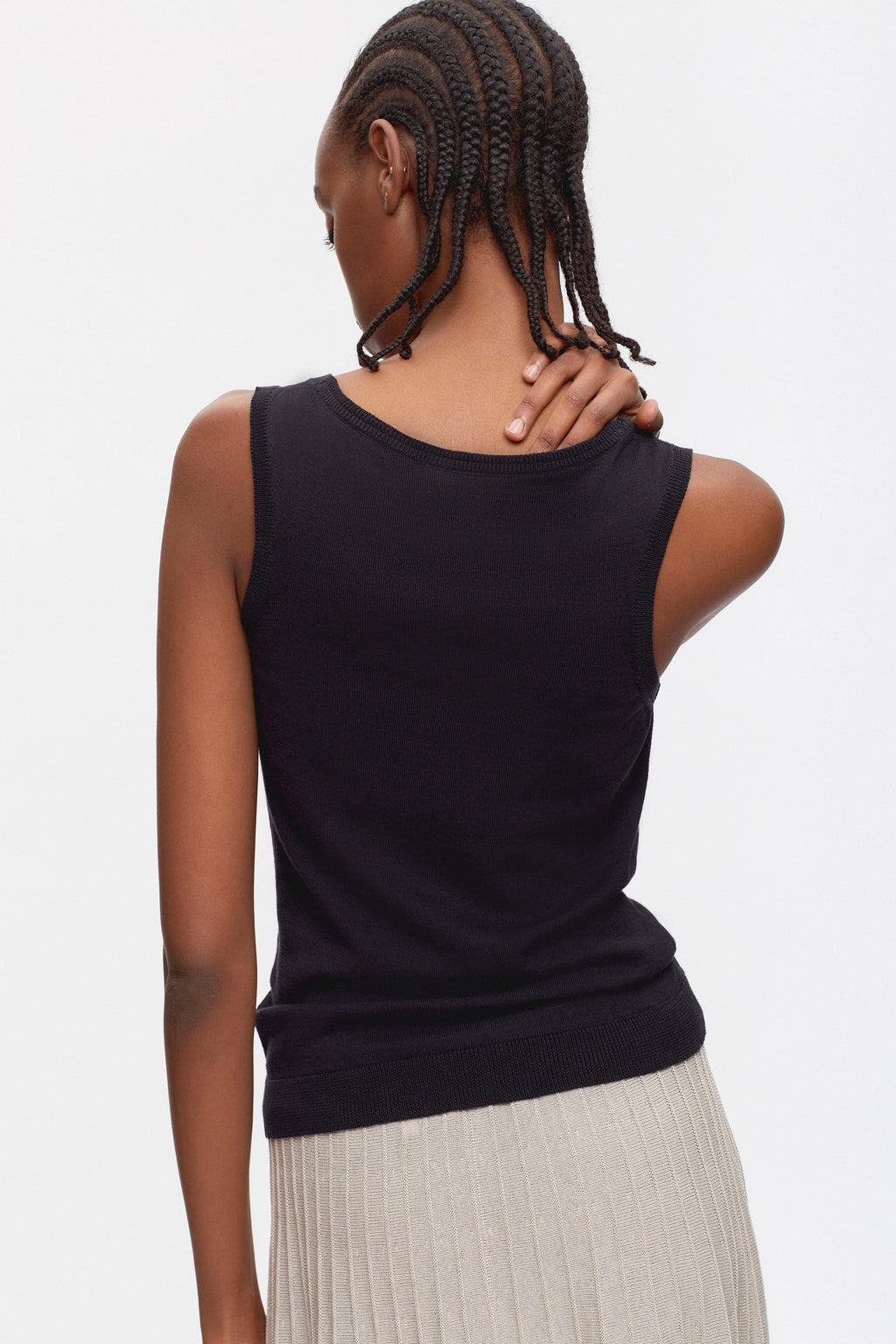 Women's Knit Crew Tank in Black