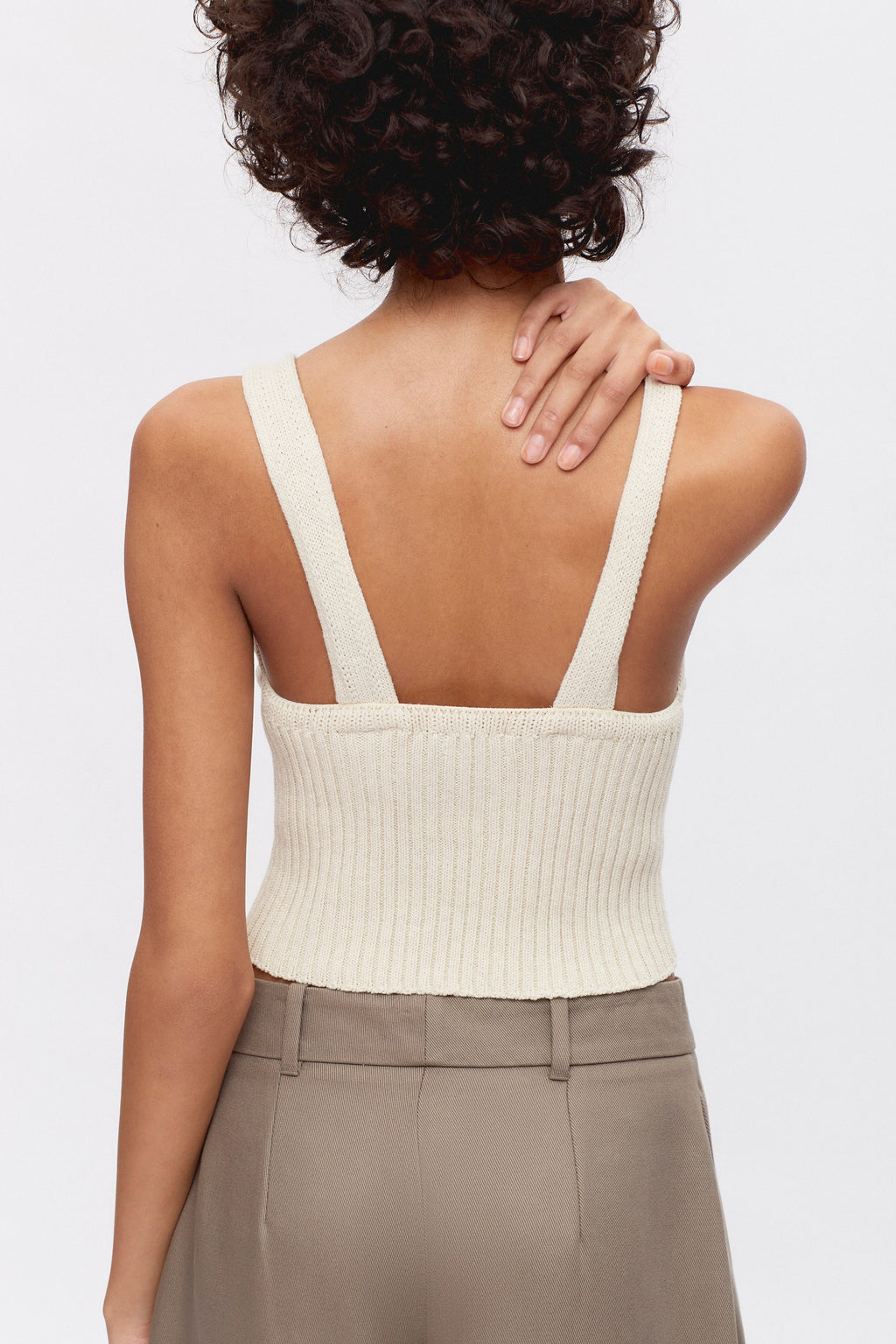 Women's Knit Crop Tank in Alabaster