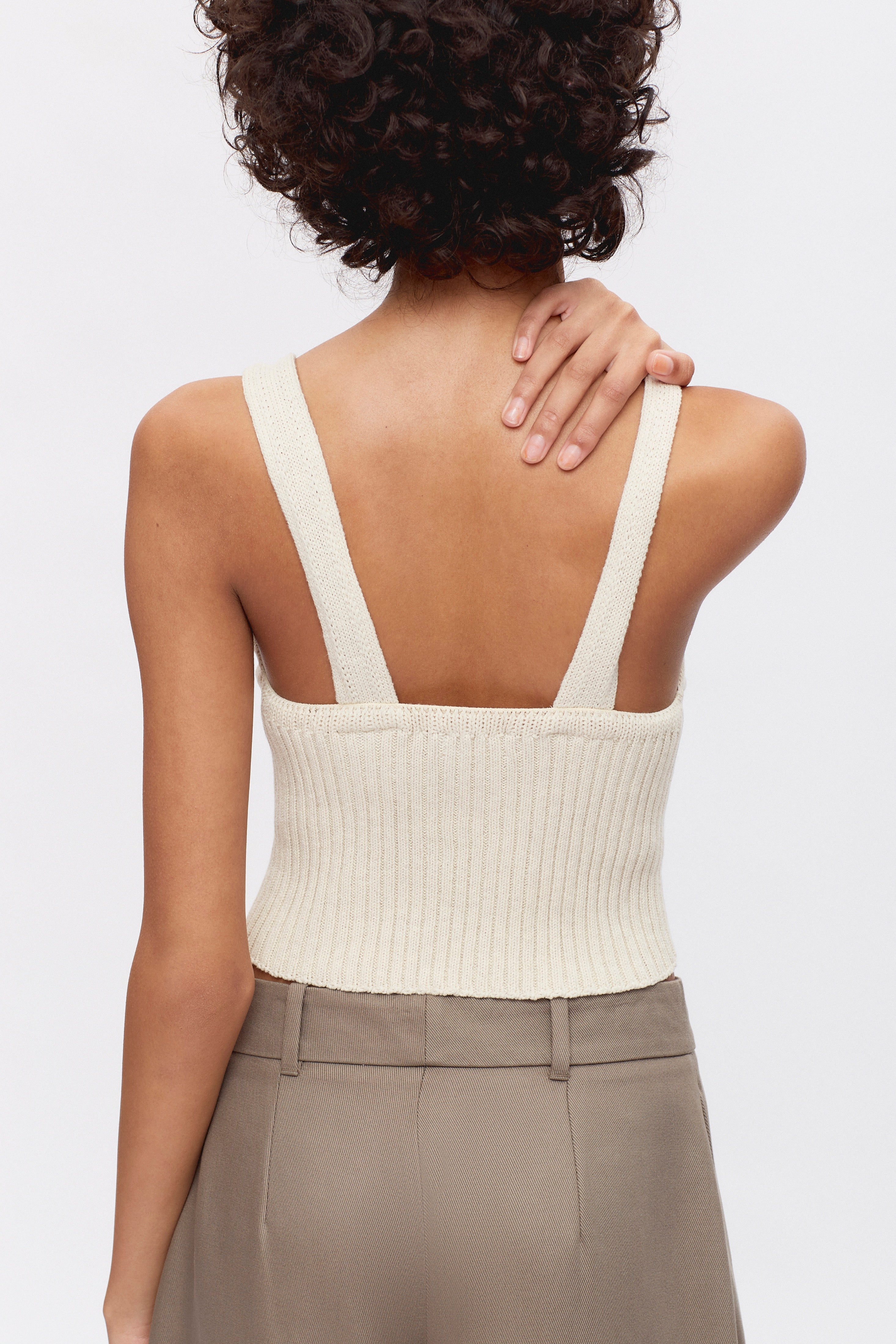 Women's Knit Crop Tank in Alabaster